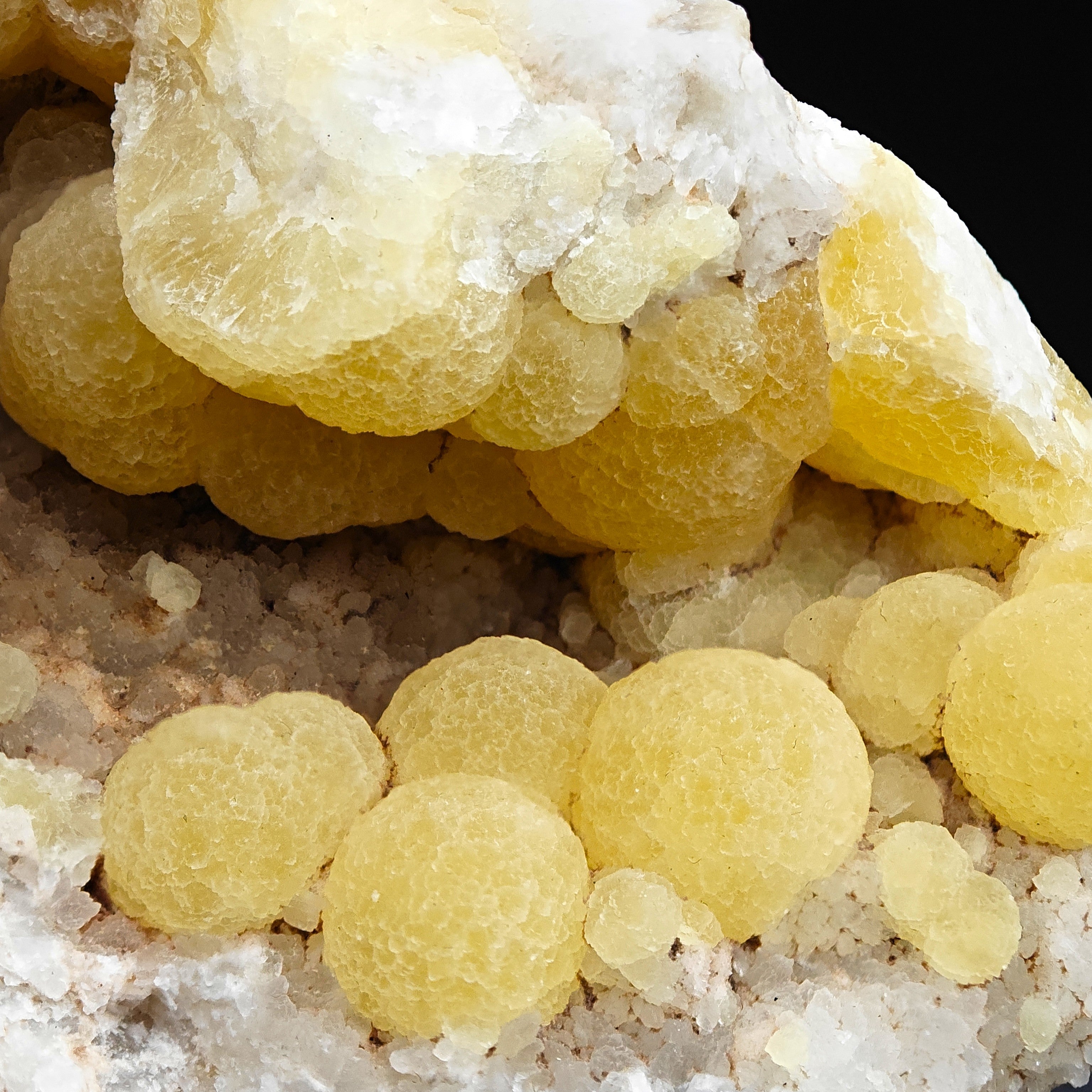 FLUORITE – Spherical Golden-Yellow Crystals on Quartz, Zhejiang, China