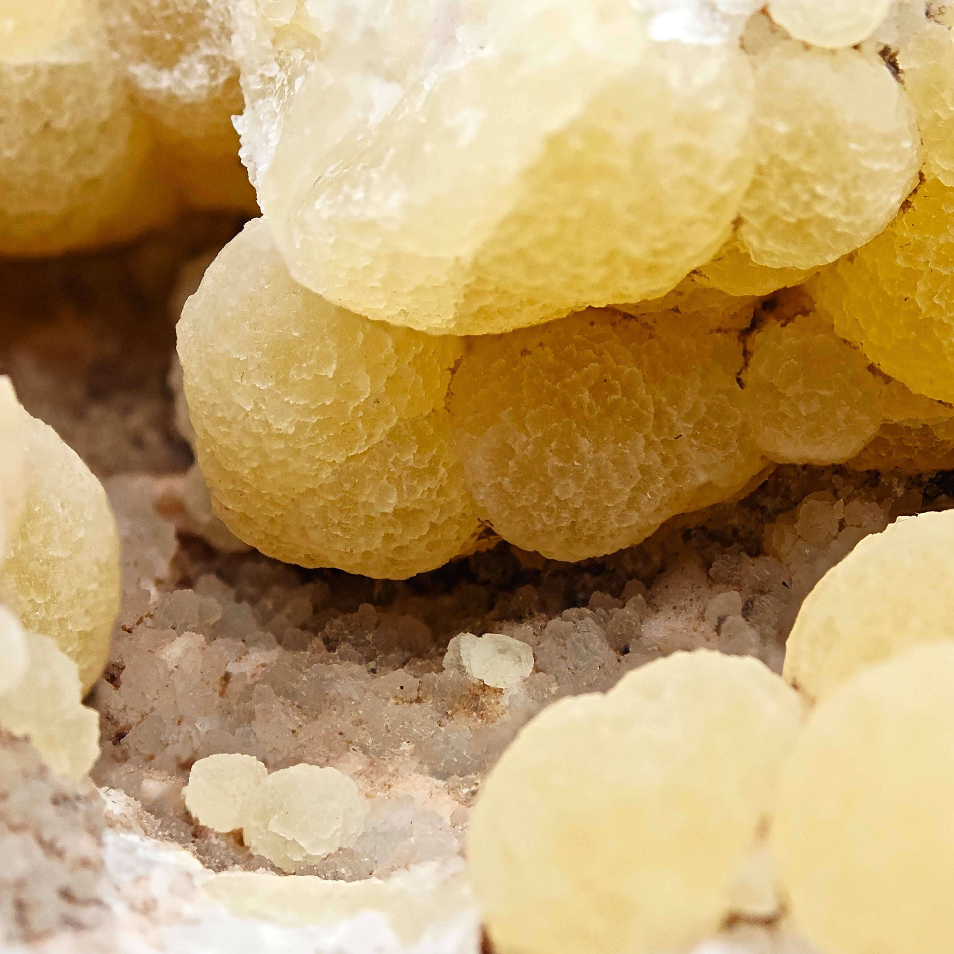 FLUORITE – Spherical Golden-Yellow Crystals on Quartz, Zhejiang, China