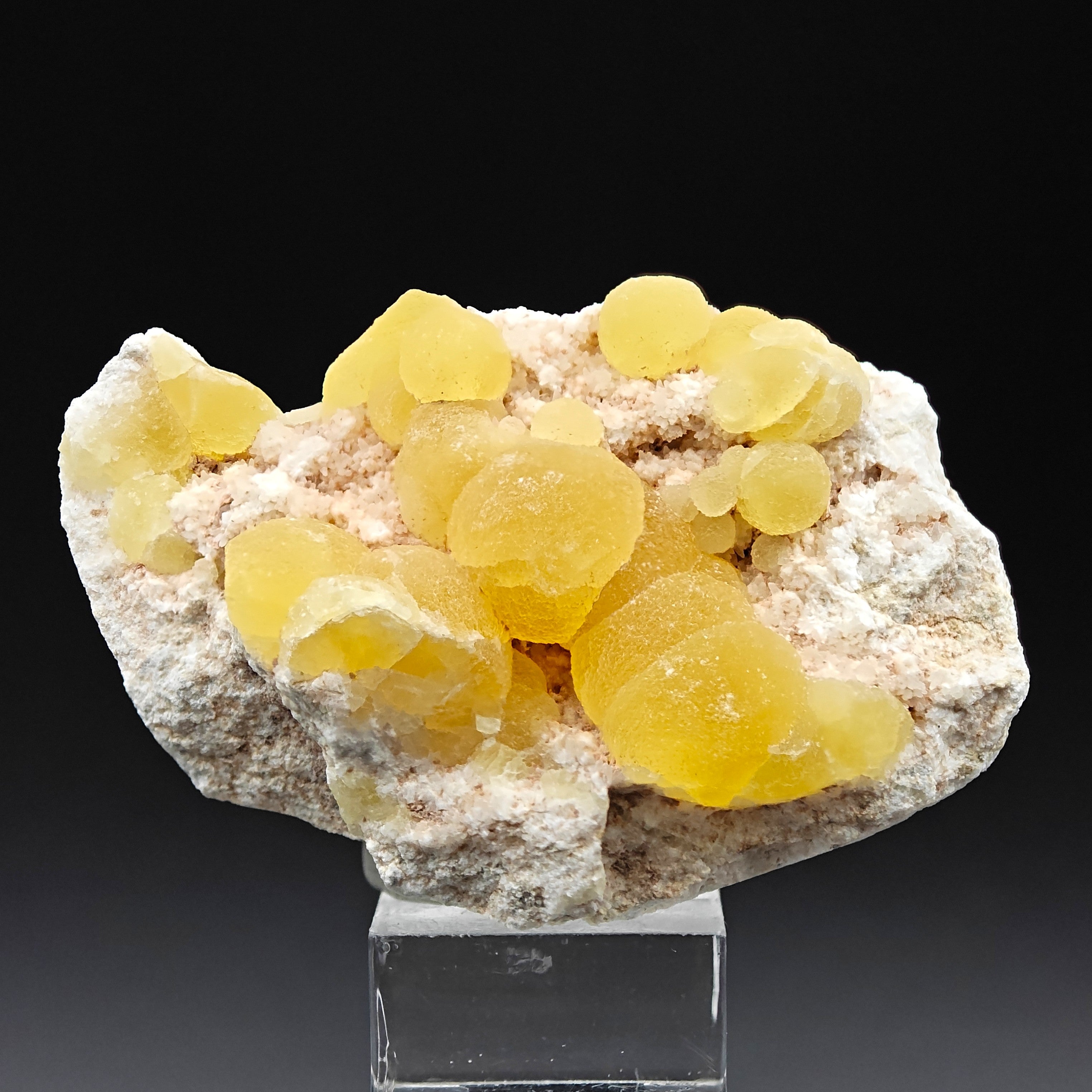 FLUORITE – Rare Golden Yellow Spherical Crystals, Qingwan Mine, China