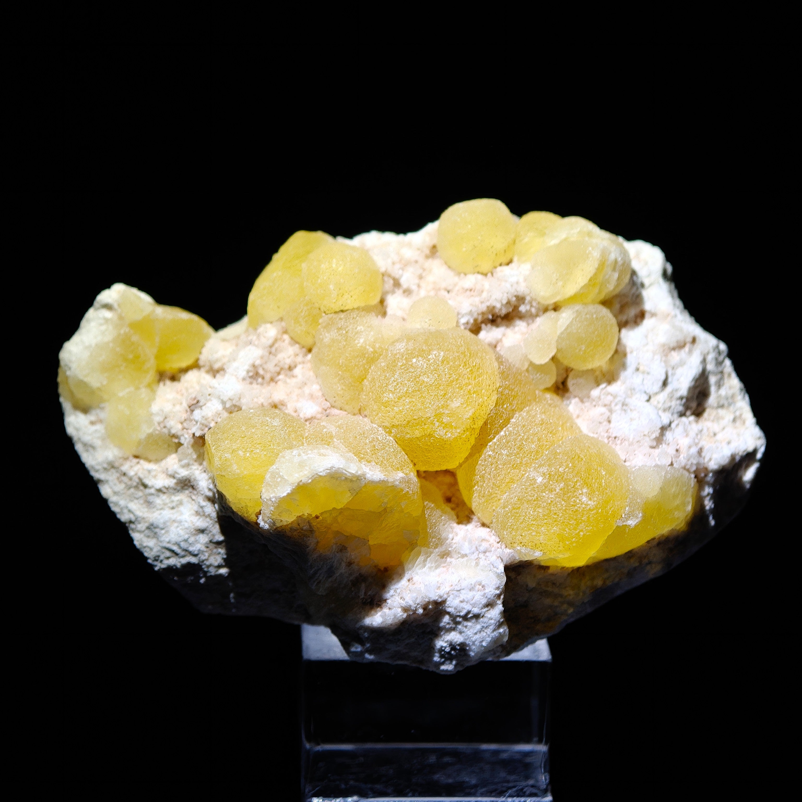 FLUORITE – Rare Golden Yellow Spherical Crystals, Qingwan Mine, China