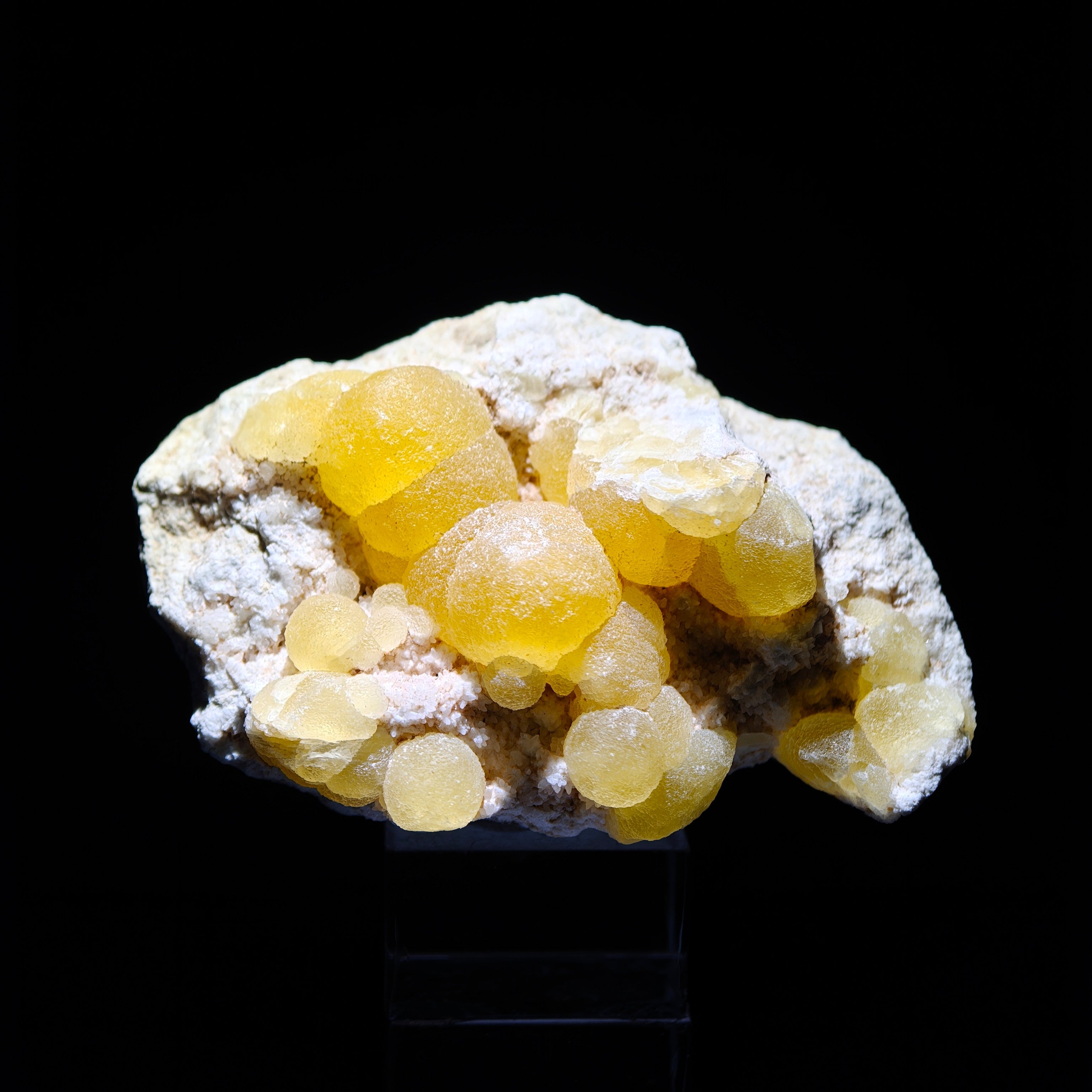FLUORITE – Rare Golden Yellow Spherical Crystals, Qingwan Mine, China