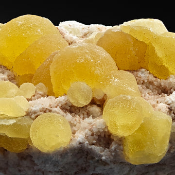 FLUORITE – Rare Golden Yellow Spherical Crystals, Qingwan Mine, China