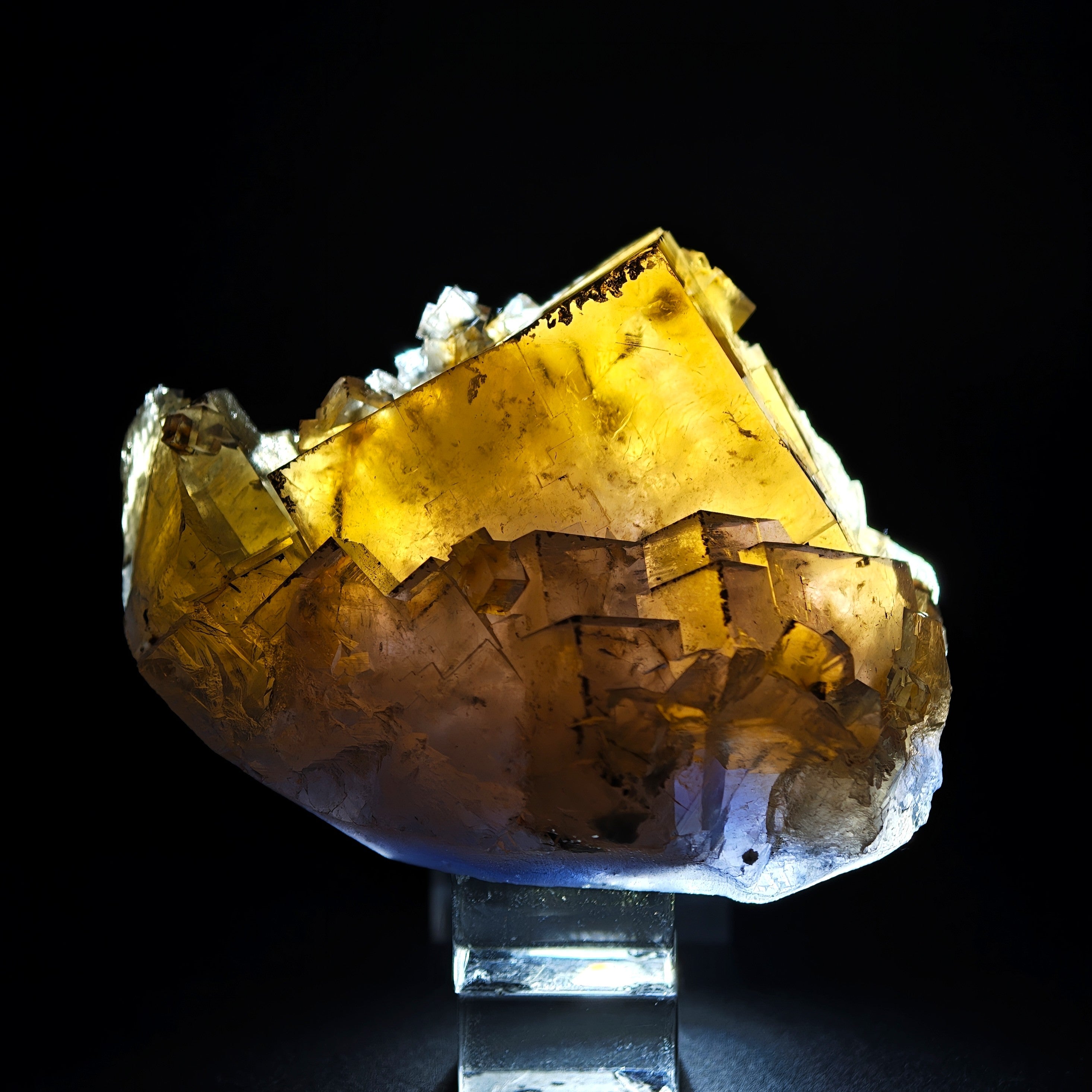 FLUORITE – Golden Yellow Cubic Crystals, Lanying Mine, Beijing, China