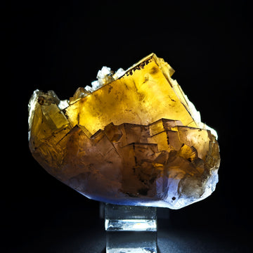 FLUORITE – Golden Yellow Cubic Crystals, Lanying Mine, Beijing, China