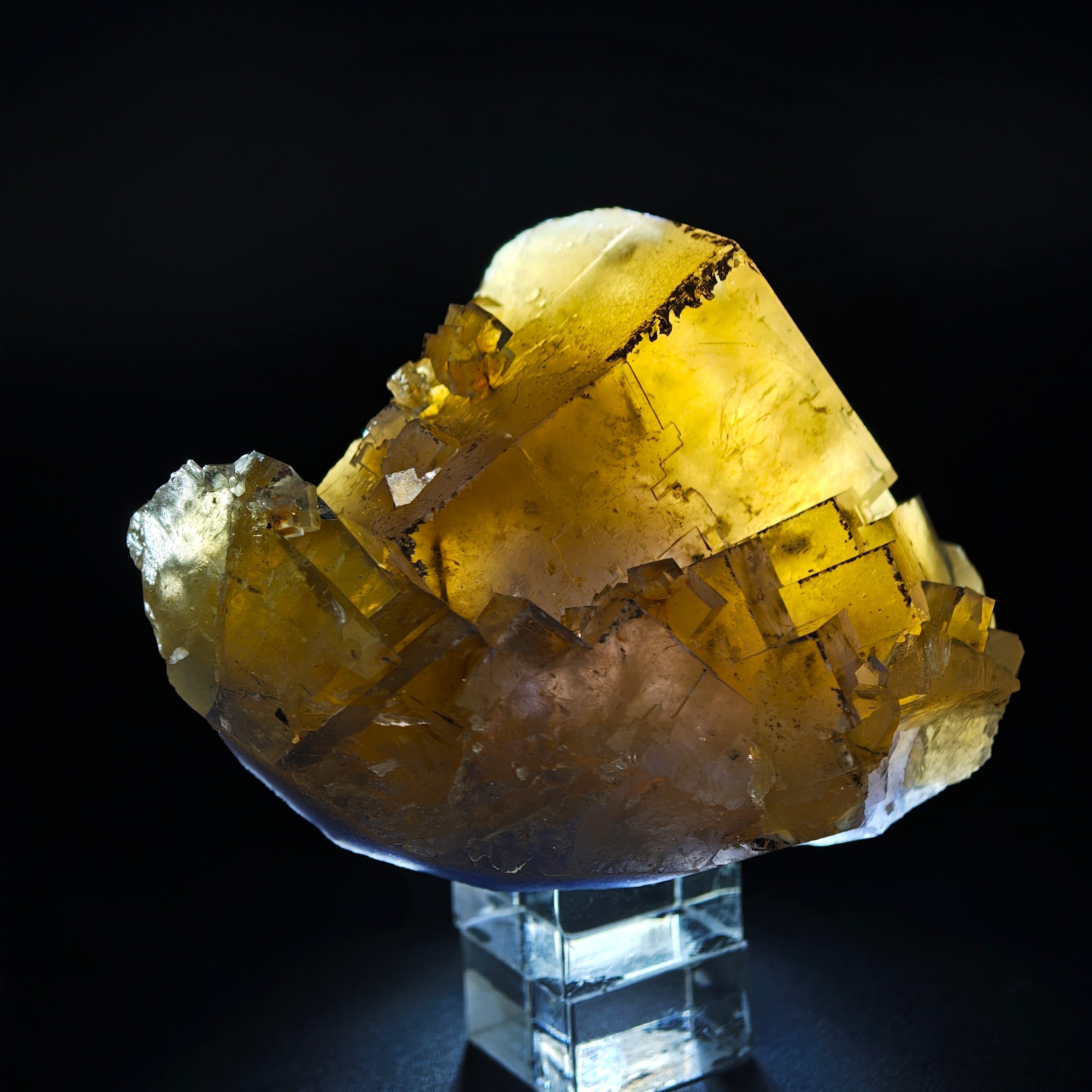 FLUORITE – Golden Yellow Cubic Crystals, Lanying Mine, Beijing, China