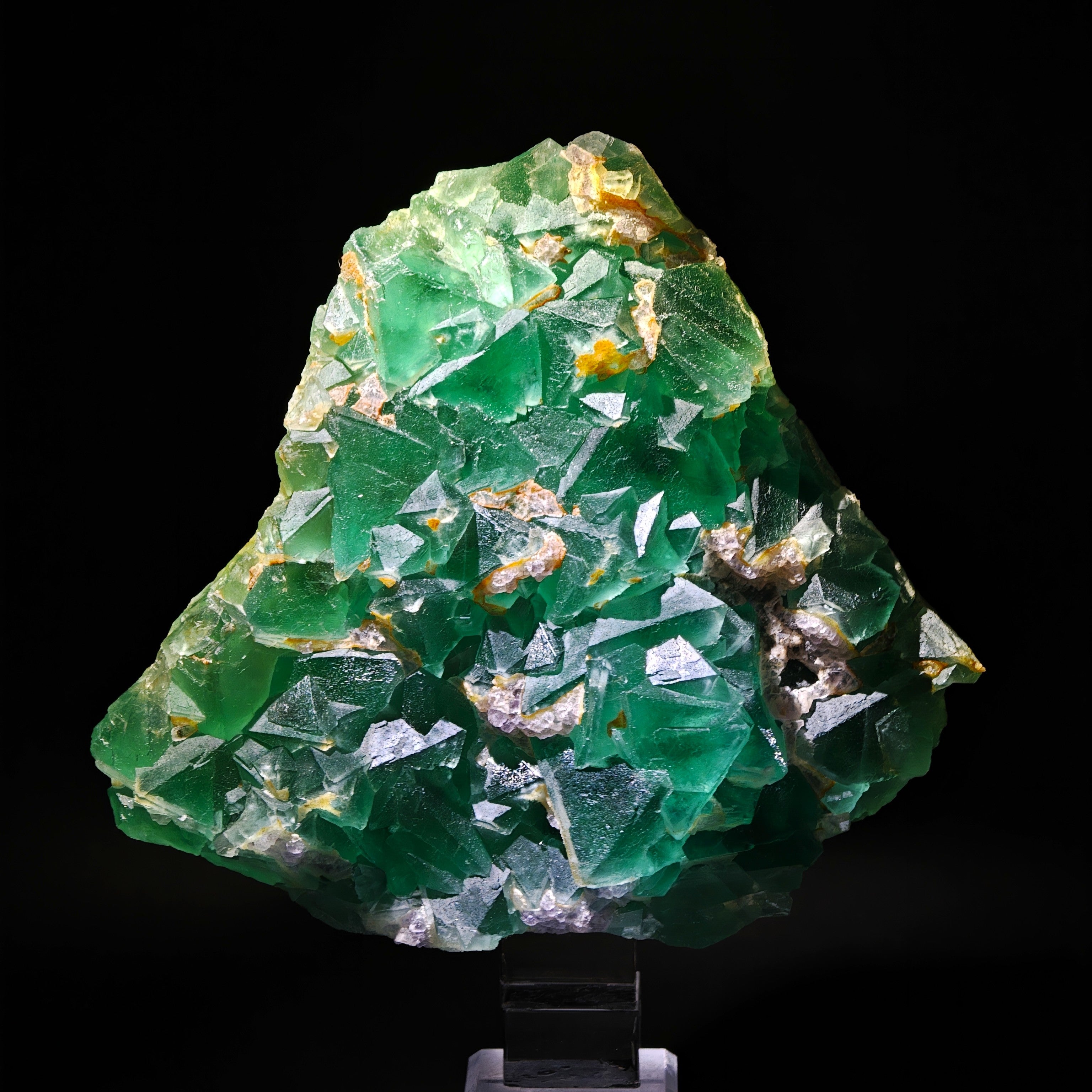FLUORITE – Vivid Green Octahedral Crystals with Phantoms, China