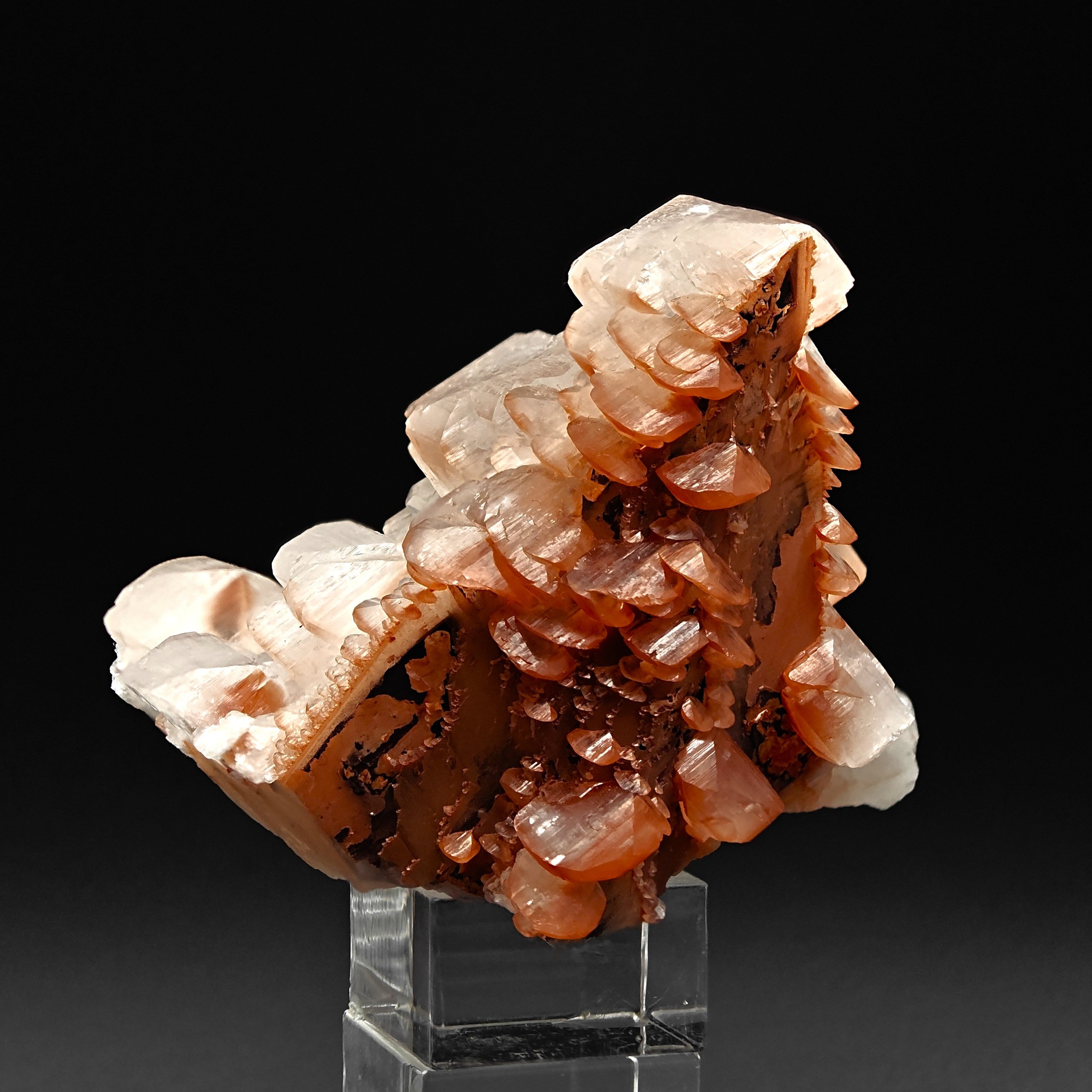 CALCITE & HEMATITE – Pagoda-Style Crystals, Fengjiashan Mine, China