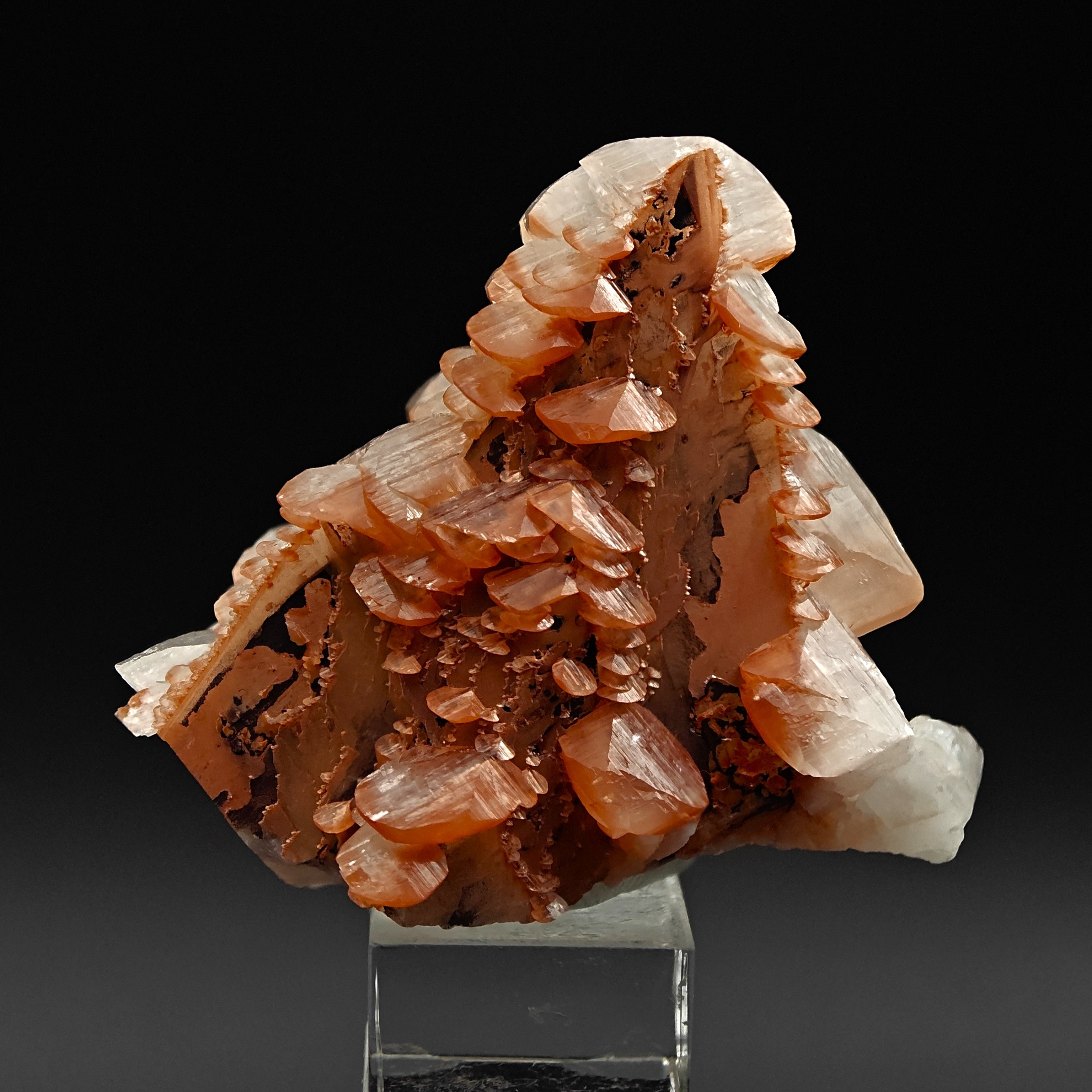 CALCITE & HEMATITE – Pagoda-Style Crystals, Fengjiashan Mine, China