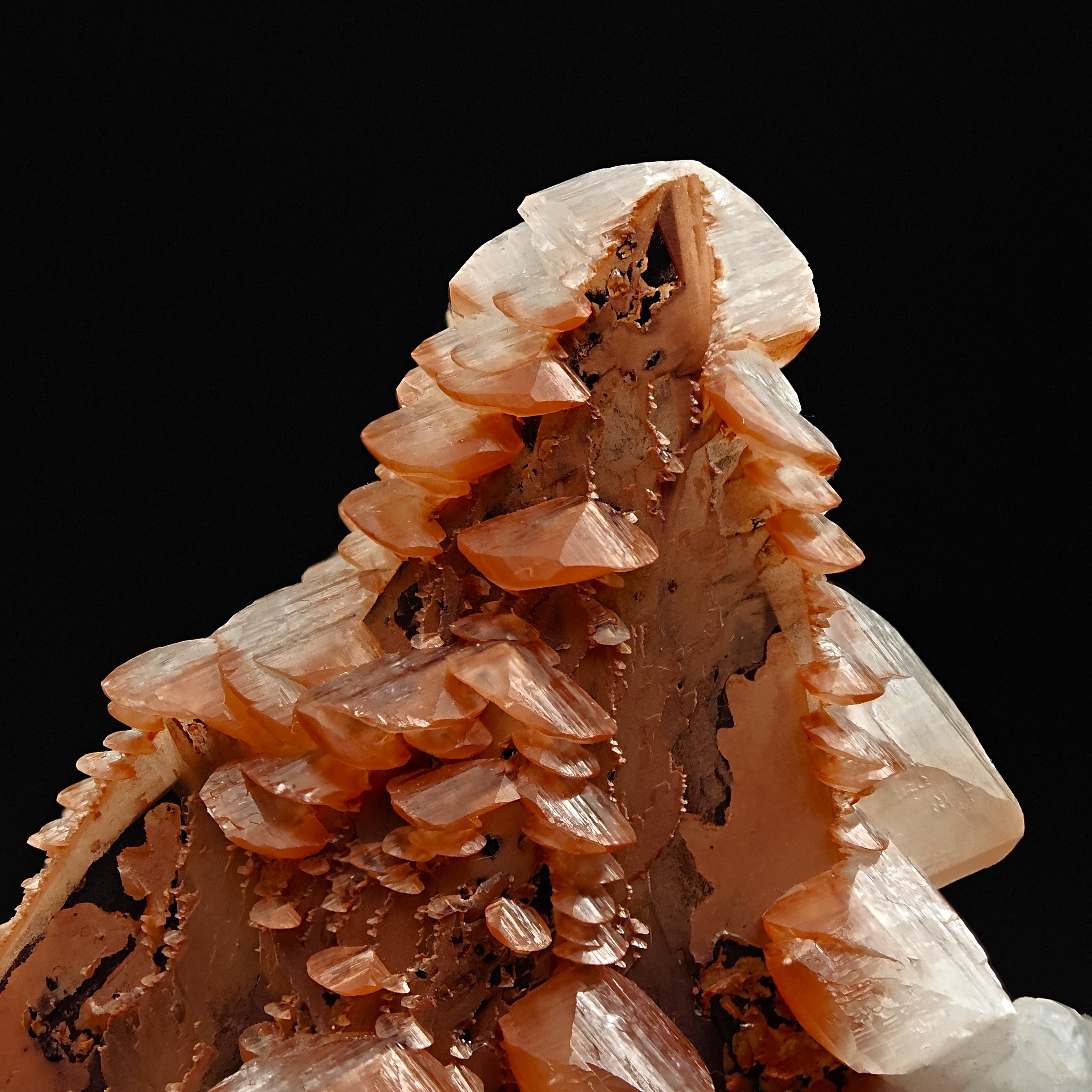 CALCITE & HEMATITE – Pagoda-Style Crystals, Fengjiashan Mine, China