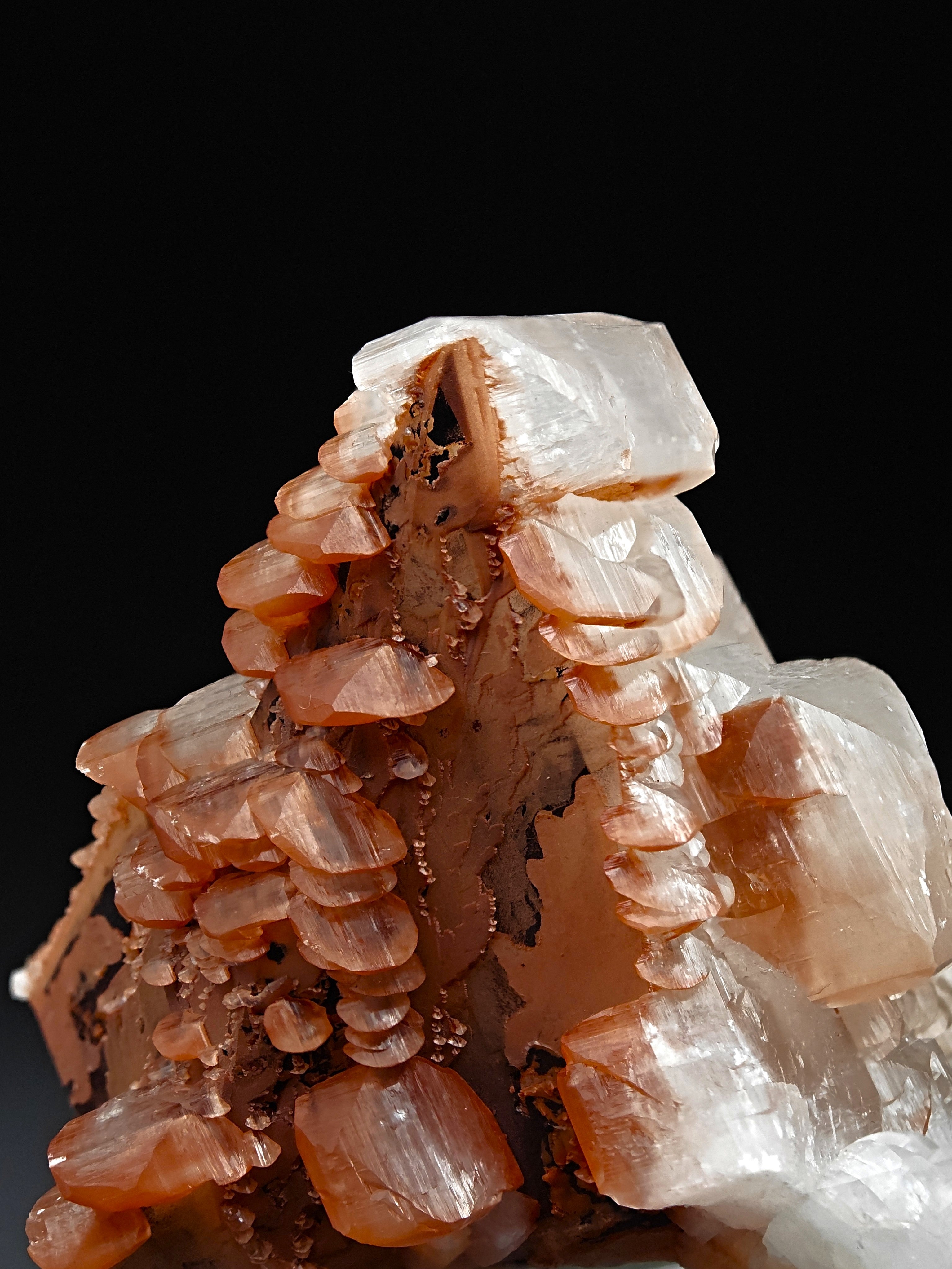 CALCITE & HEMATITE – Pagoda-Style Crystals, Fengjiashan Mine, China