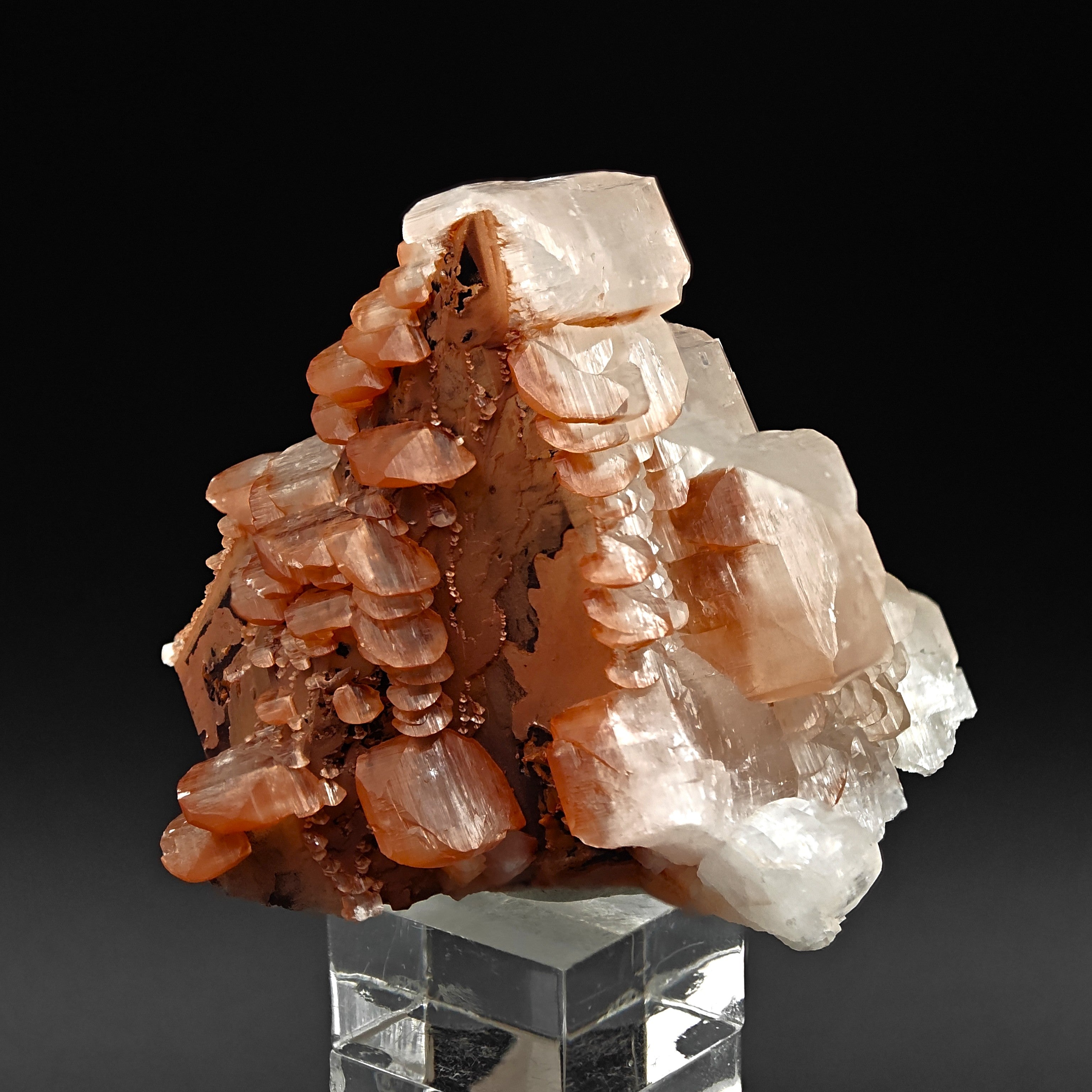 CALCITE & HEMATITE – Pagoda-Style Crystals, Fengjiashan Mine, China