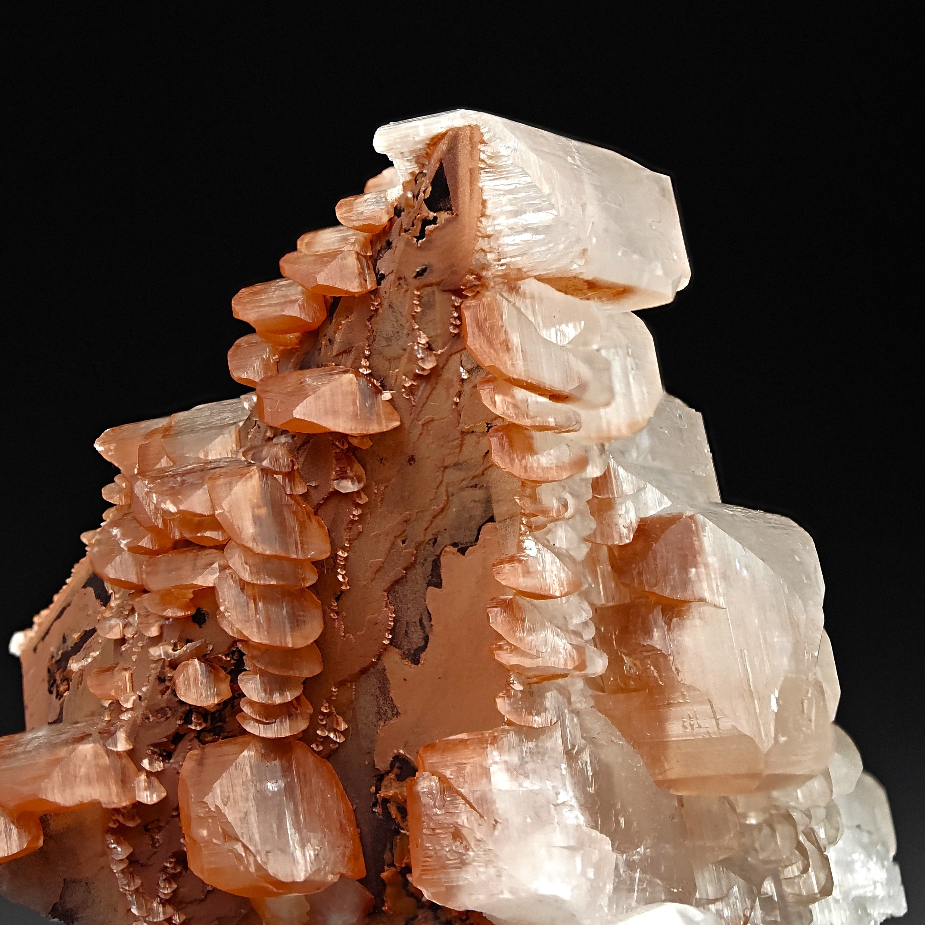 CALCITE & HEMATITE – Pagoda-Style Crystals, Fengjiashan Mine, China