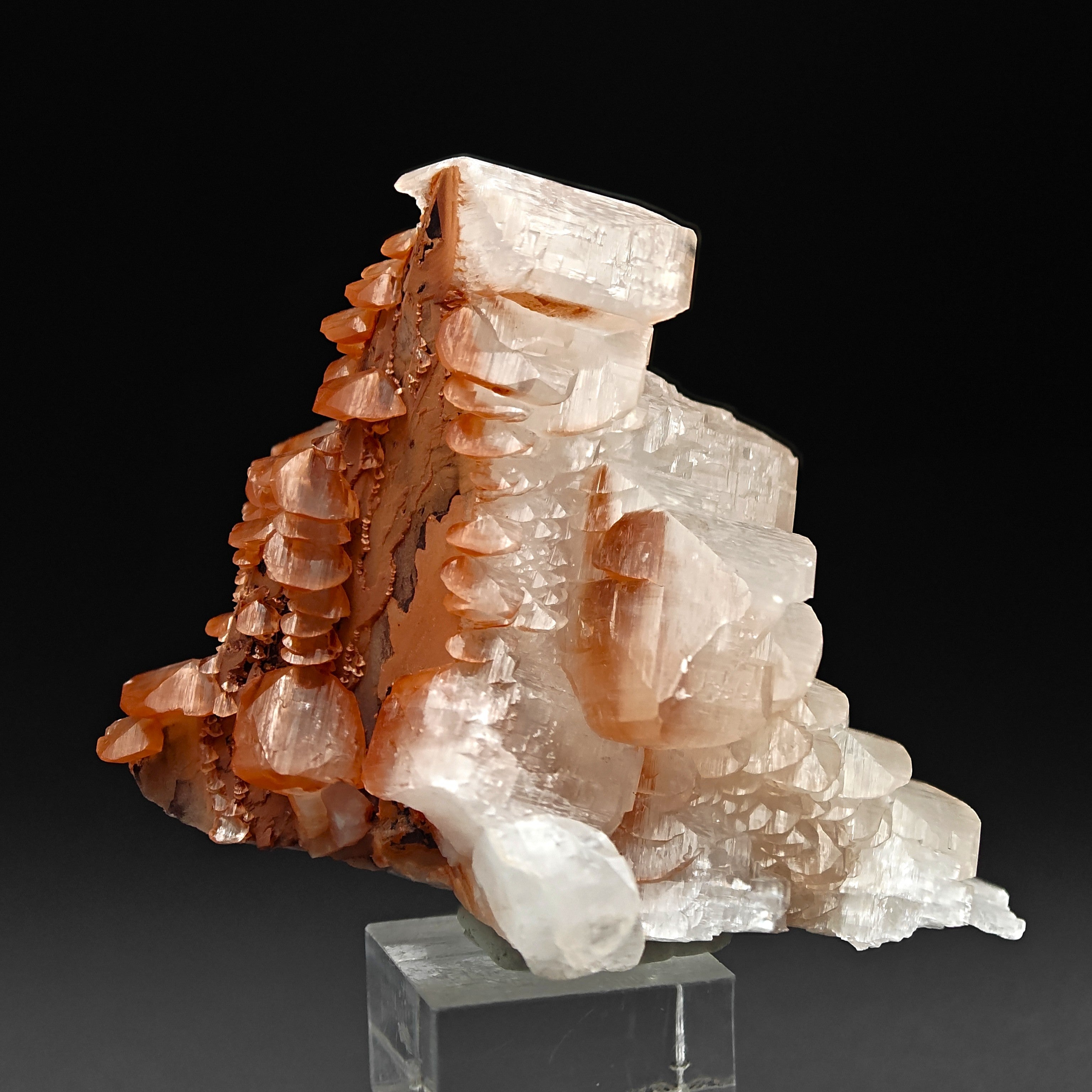 CALCITE & HEMATITE – Pagoda-Style Crystals, Fengjiashan Mine, China