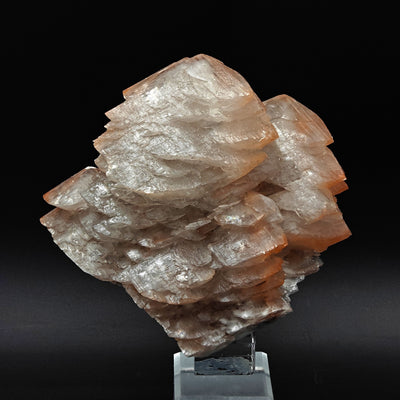 Calcite crystal cluster on stand showing pagoda-like growth pattern, Fengjiashan Mine, China