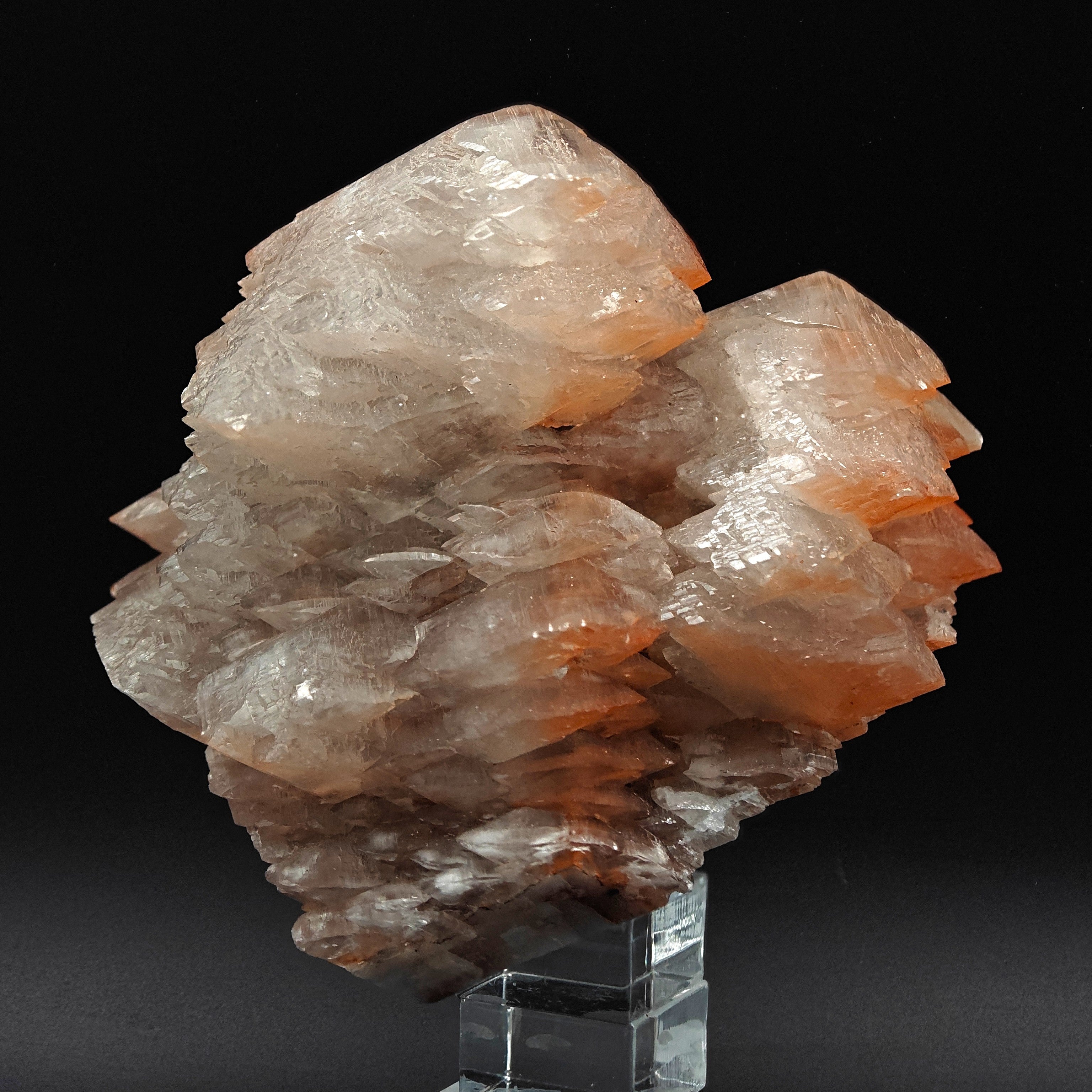 CALCITE – Lustrous Pagoda Crystals with Red Hematite, Fengjiashan Mine, China