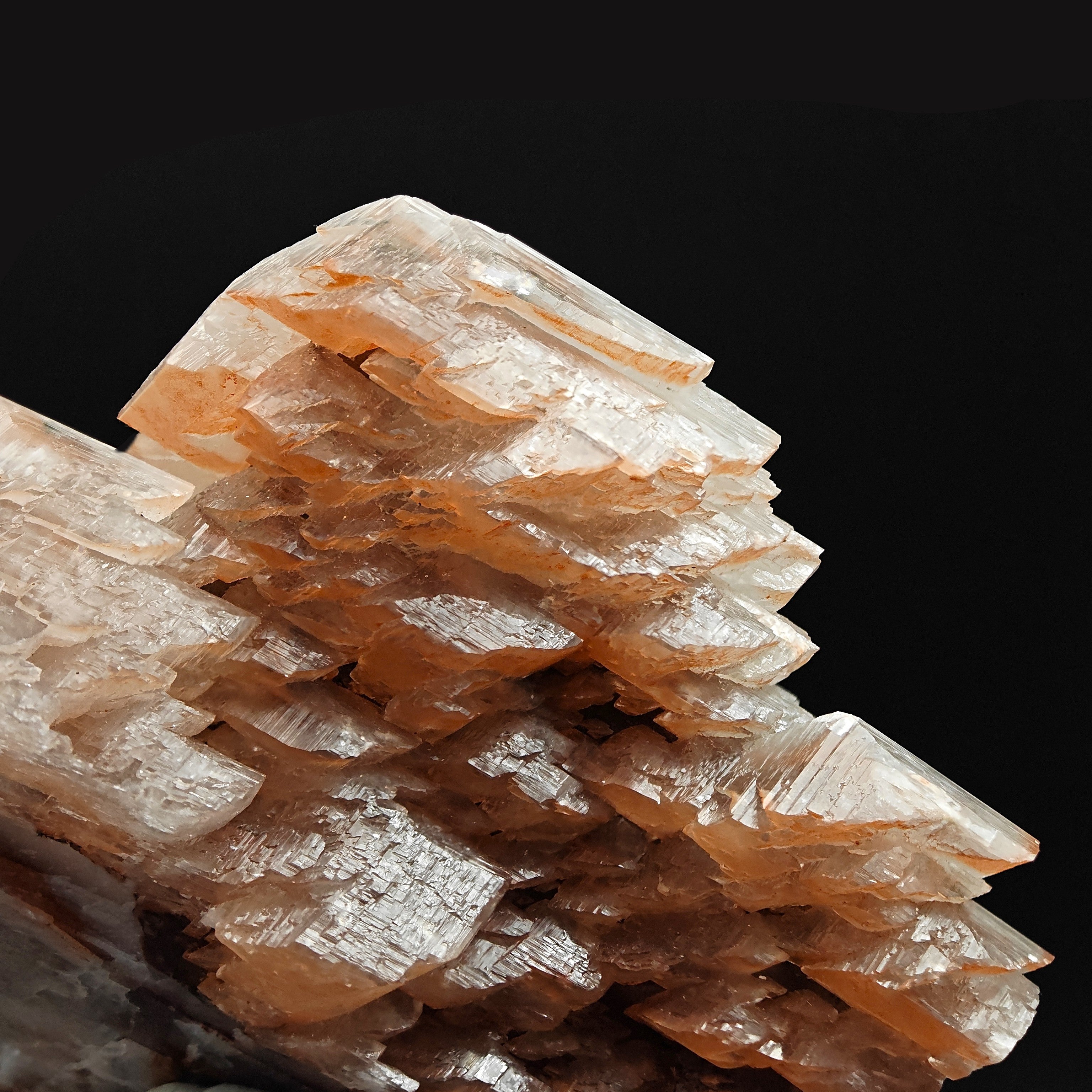 CALCITE – Lustrous Pagoda Crystals with Red Hematite, Fengjiashan Mine, China