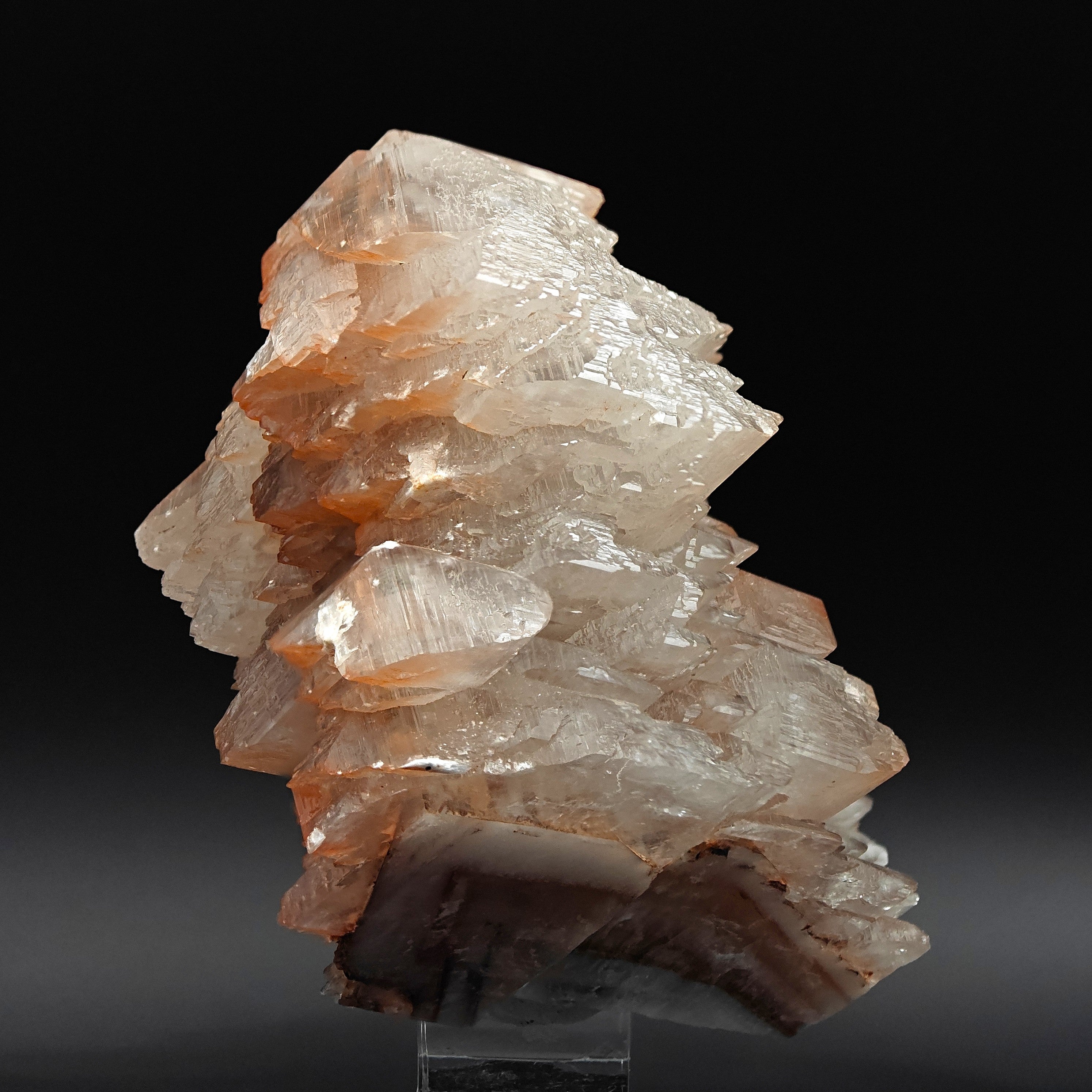 CALCITE – Lustrous Pagoda Crystals with Red Hematite, Fengjiashan Mine, China