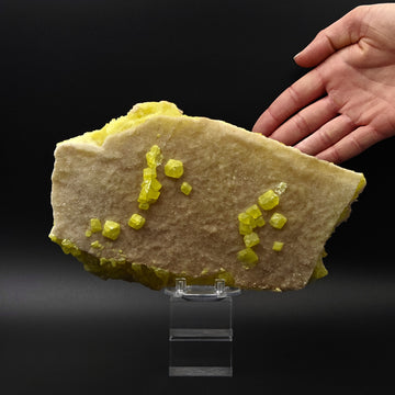 ARAGONITE & SULFUR – Large Bifacial Cluster, Agrigento, Sicily, Italy