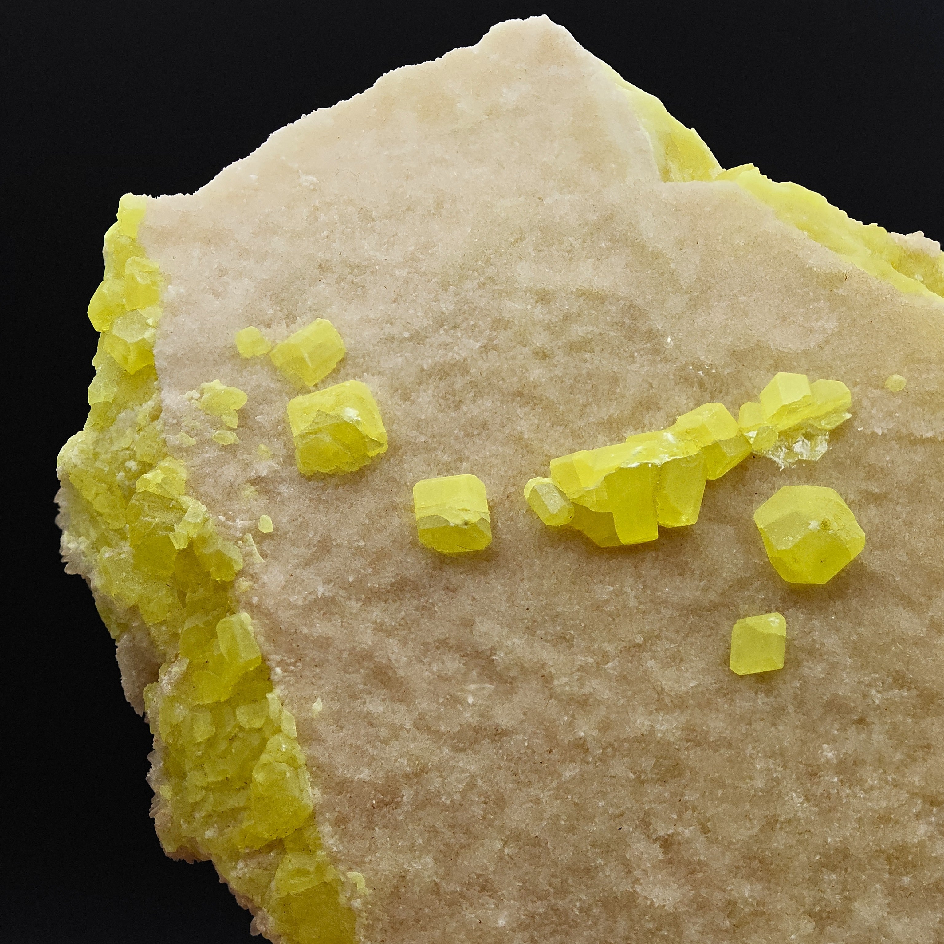 ARAGONITE & SULFUR – Large Bifacial Cluster, Agrigento, Sicily, Italy