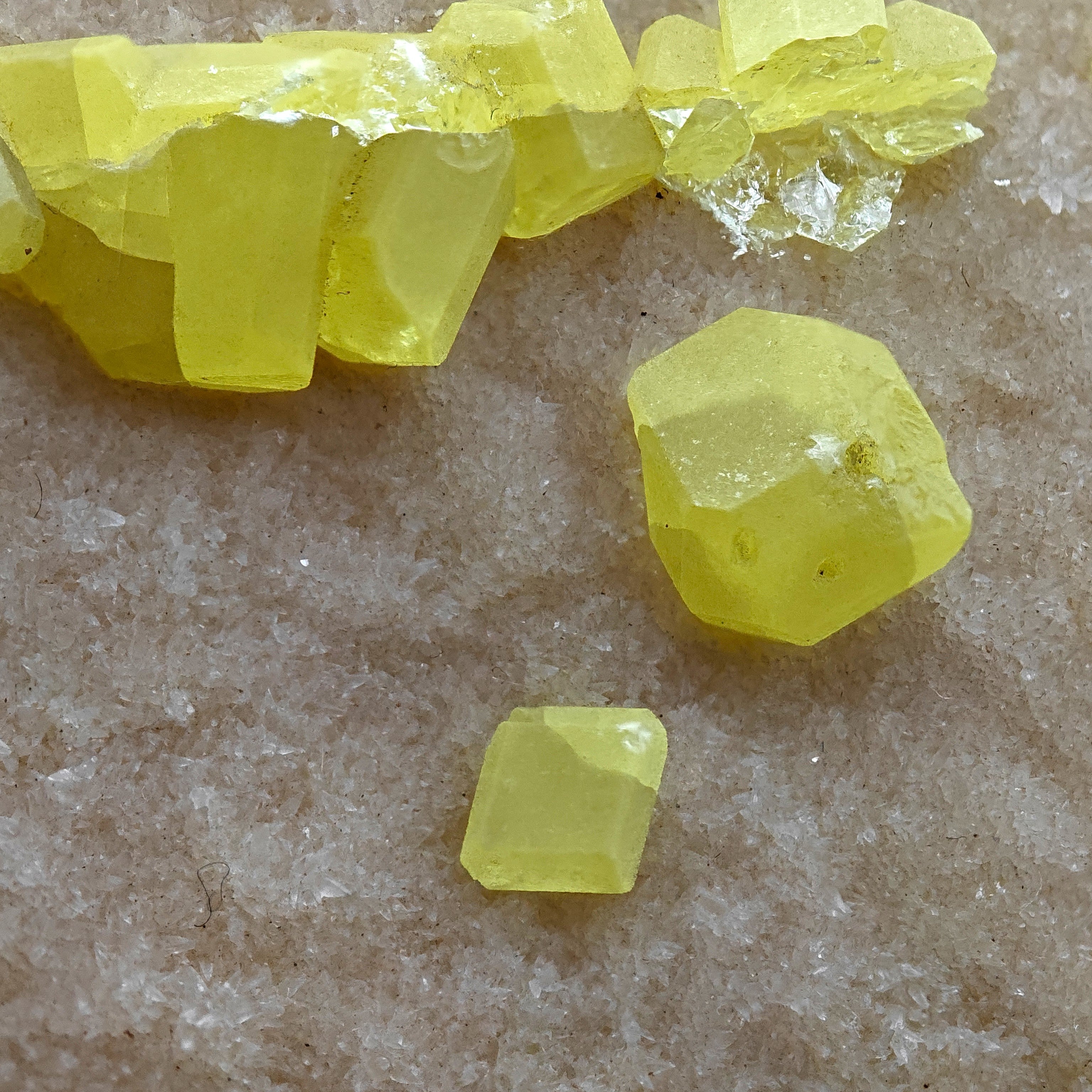 ARAGONITE & SULFUR – Large Bifacial Cluster, Agrigento, Sicily, Italy