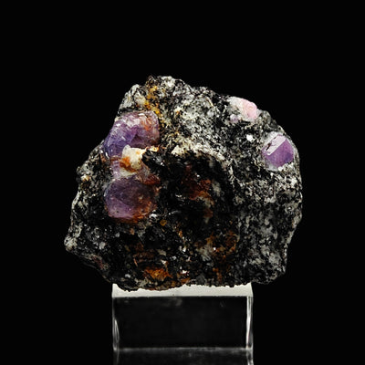 Full view of violet Sapphire crystal cluster on matrix, Zazafotsy, Madagascar