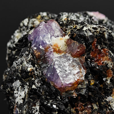 Close-up of violet Sapphire crystal showing transparency and luster