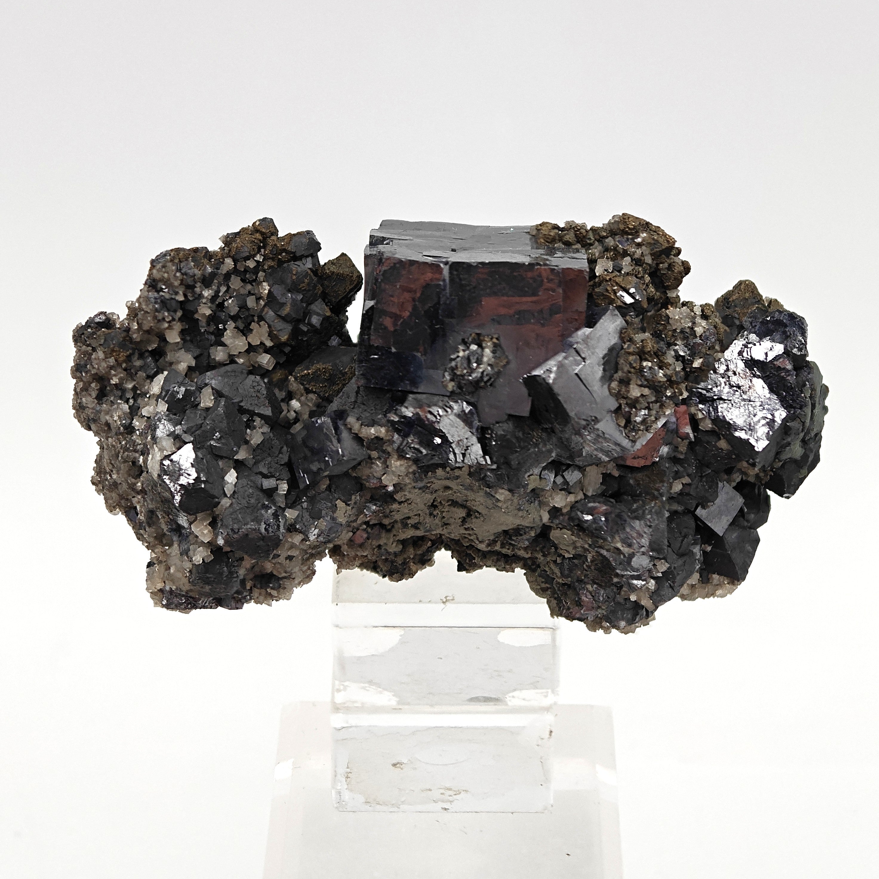 GALENA & CALCITE – Lustrous 2.3cm Cubic Crystals, Sweetwater Mine, Missouri, USA