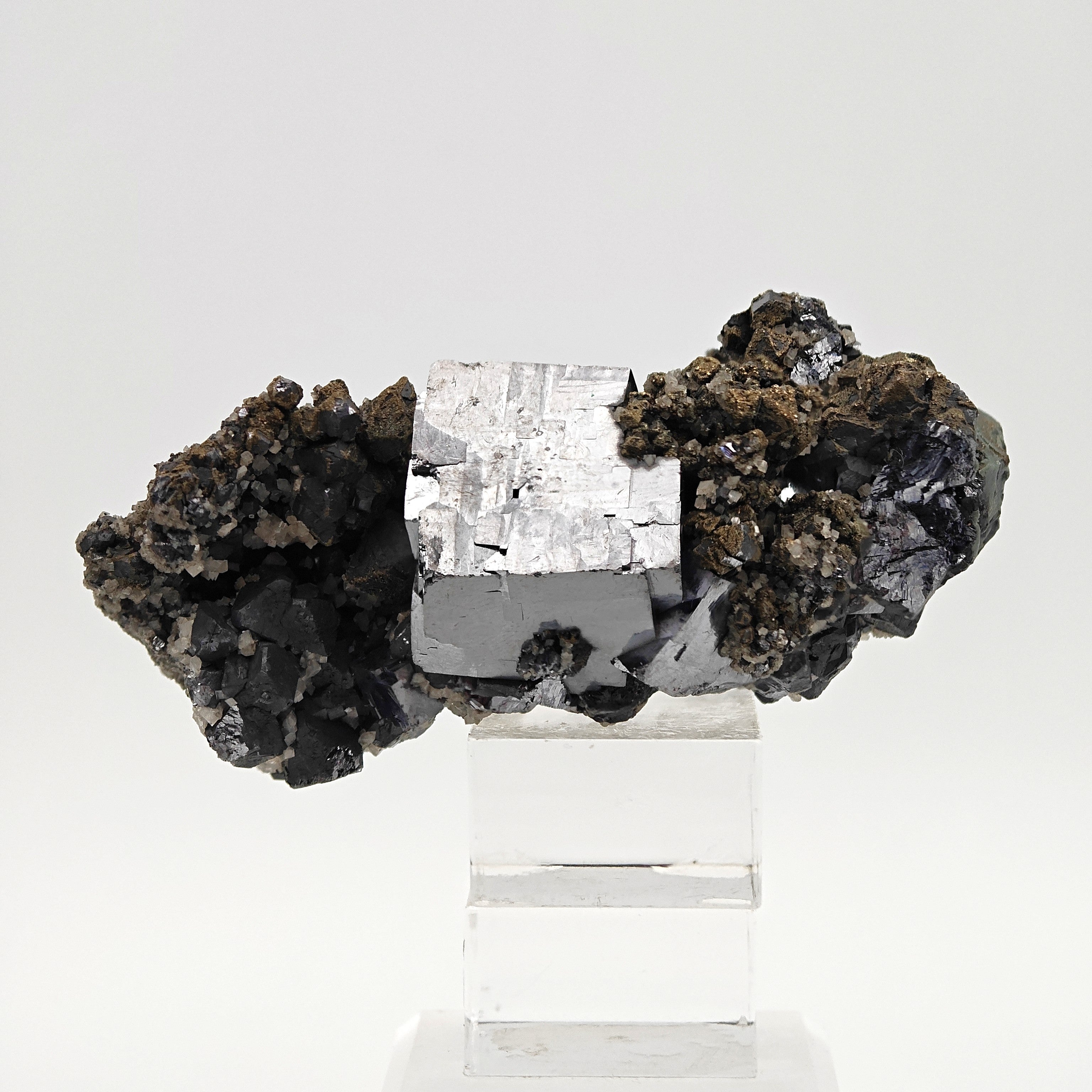GALENA & CALCITE – Lustrous 2.3cm Cubic Crystals, Sweetwater Mine, Missouri, USA