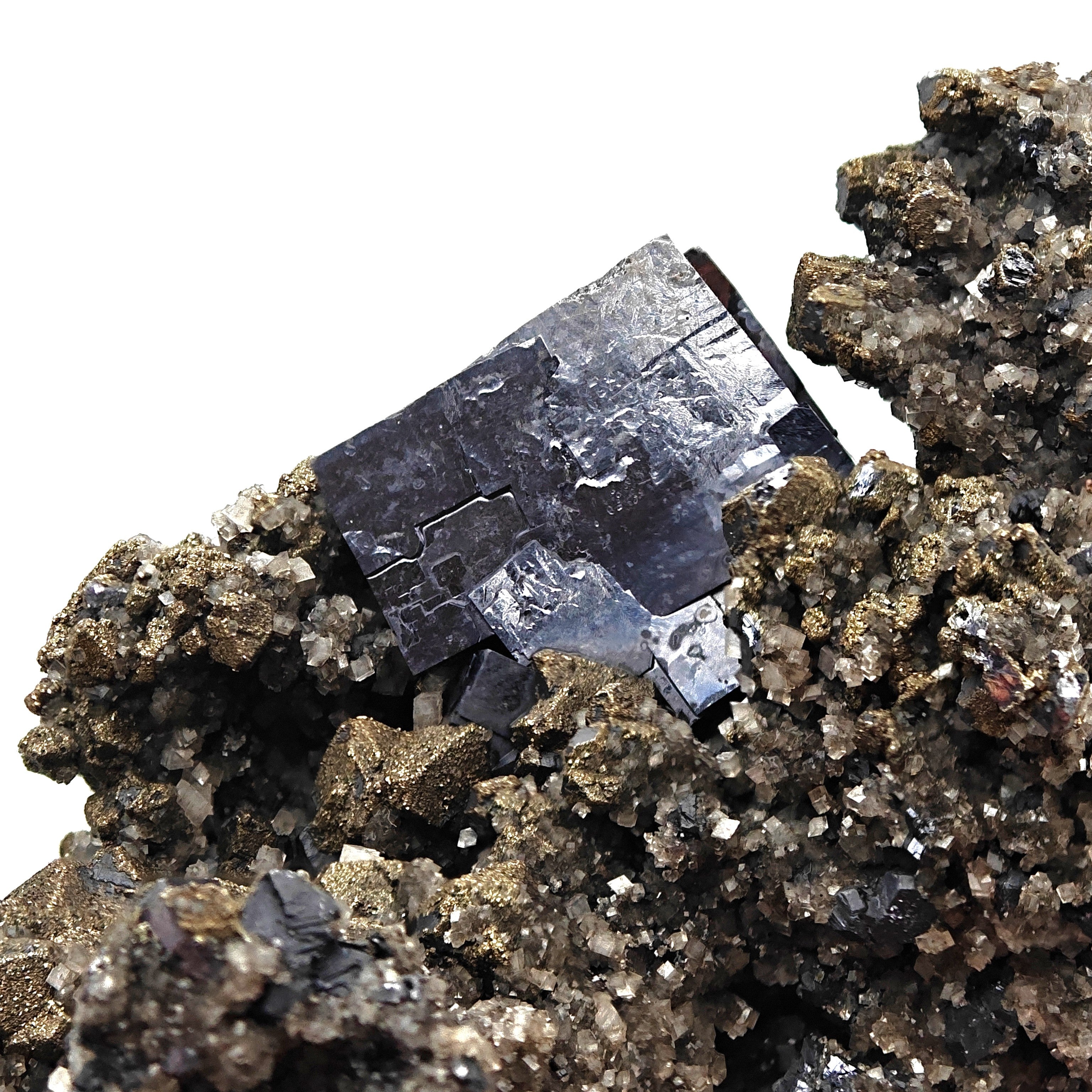 GALENA & CALCITE – Lustrous 2.3cm Cubic Crystals, Sweetwater Mine, Missouri, USA