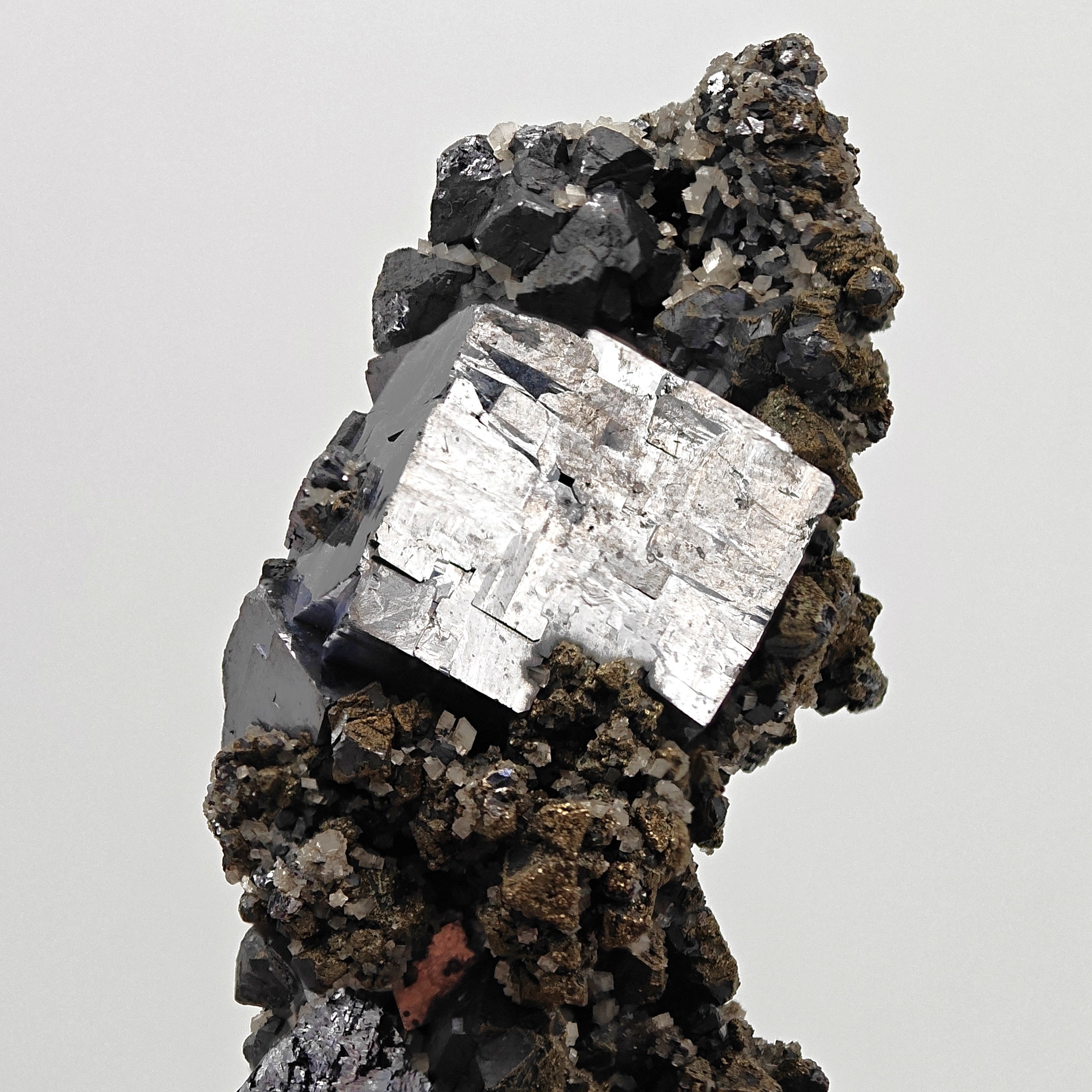 GALENA & CALCITE – Lustrous 2.3cm Cubic Crystals, Sweetwater Mine, Missouri, USA