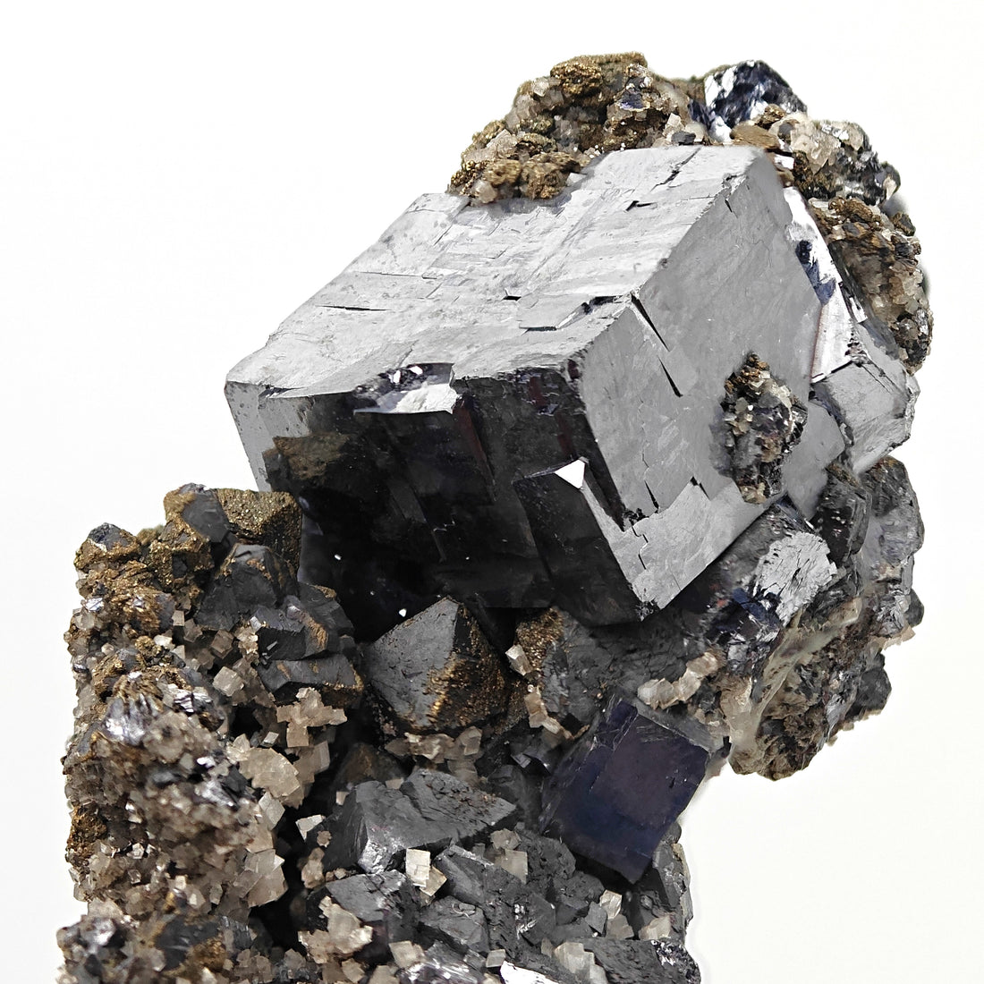 GALENA & CALCITE – Lustrous 2.3cm Cubic Crystals, Sweetwater Mine, Missouri, USA