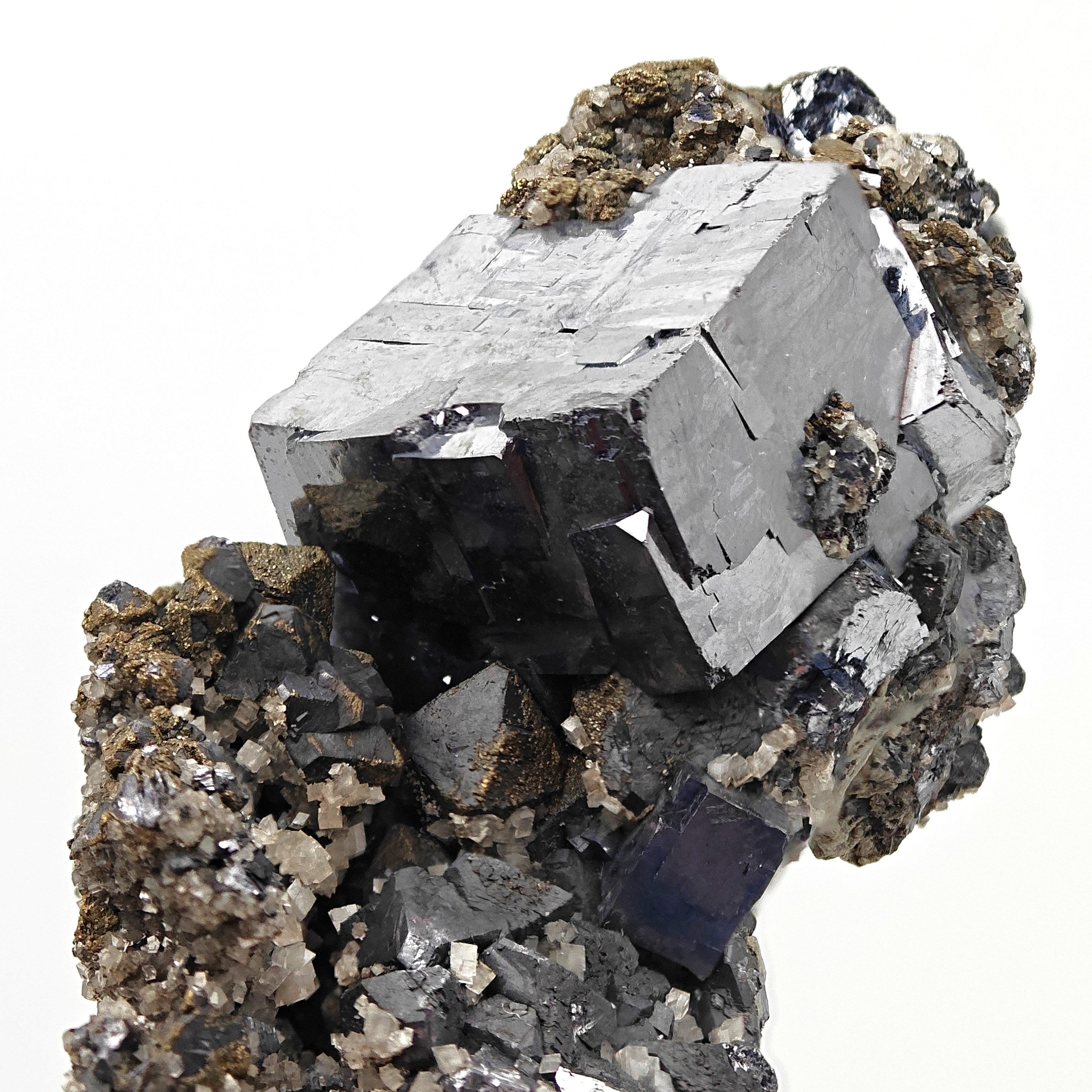 GALENA & CALCITE – Lustrous 2.3cm Cubic Crystals, Sweetwater Mine, Missouri, USA