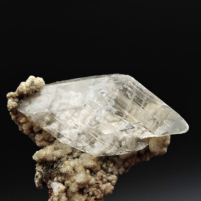Full specimen view of gypsum crystal on matrix, Niccioleta Mine, Grosseto, Italy