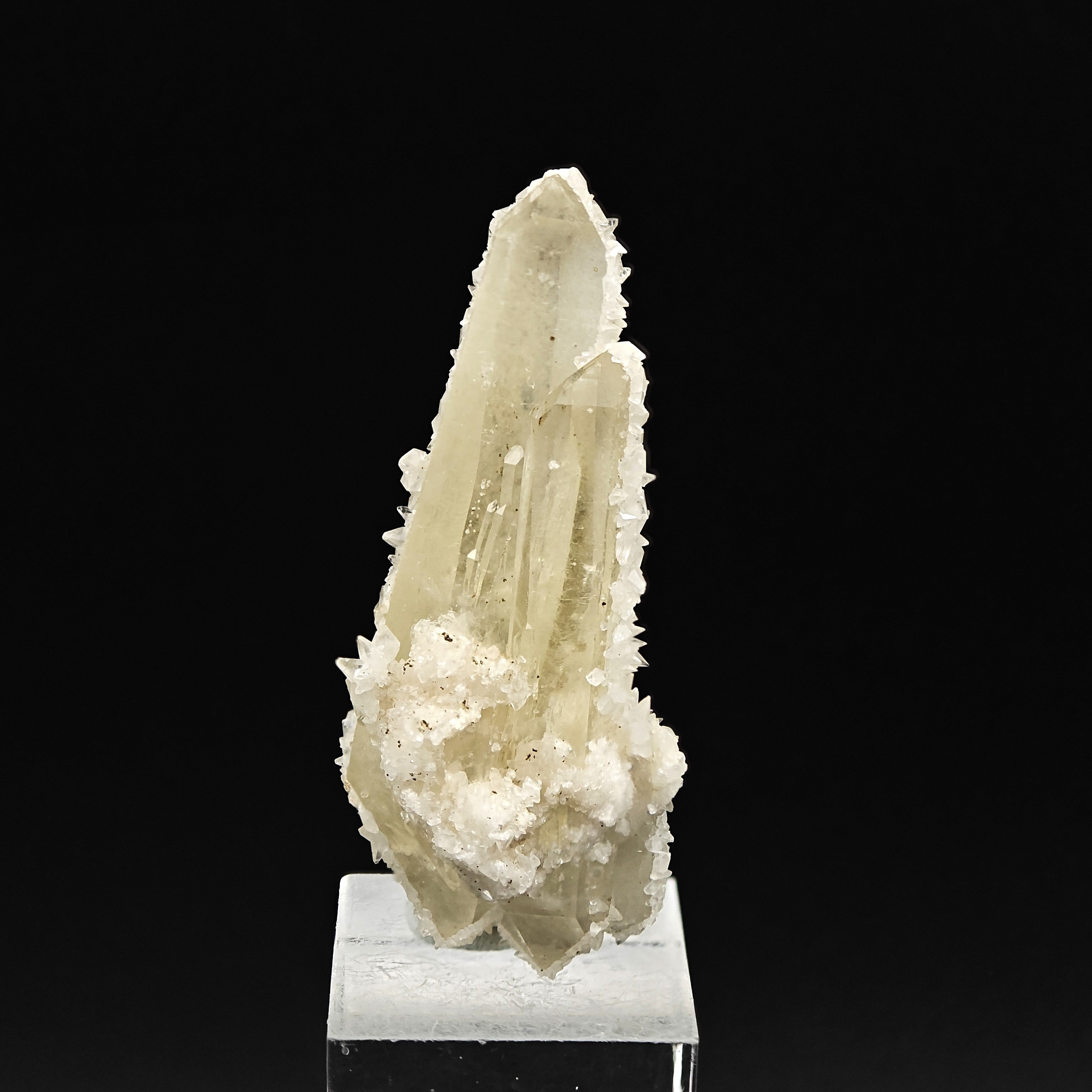 CALCITE & PYRITE on QUARTZ – Doubly Terminated with Calcite Rim, Traversella, Italy