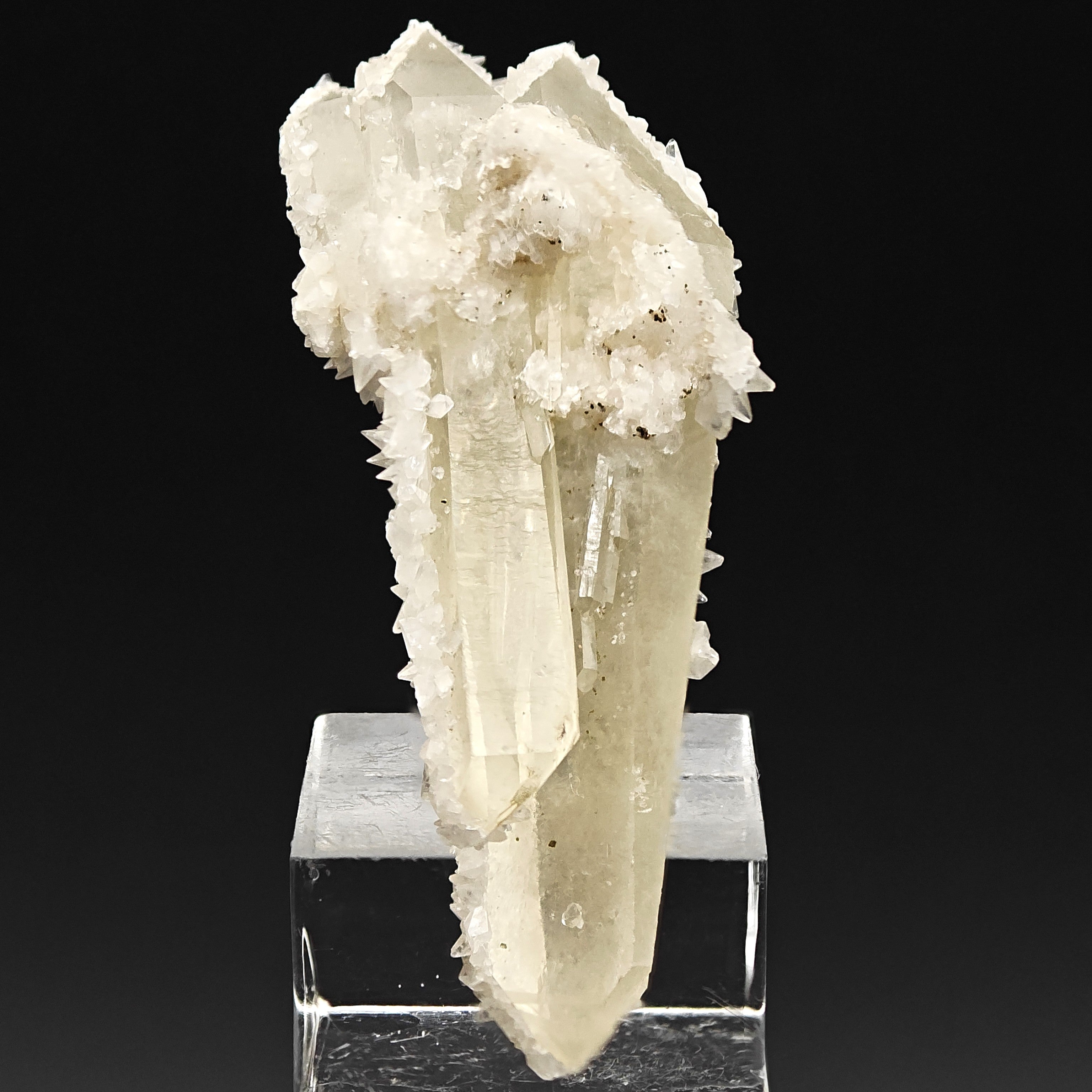 CALCITE & PYRITE on QUARTZ – Doubly Terminated with Calcite Rim, Traversella, Italy