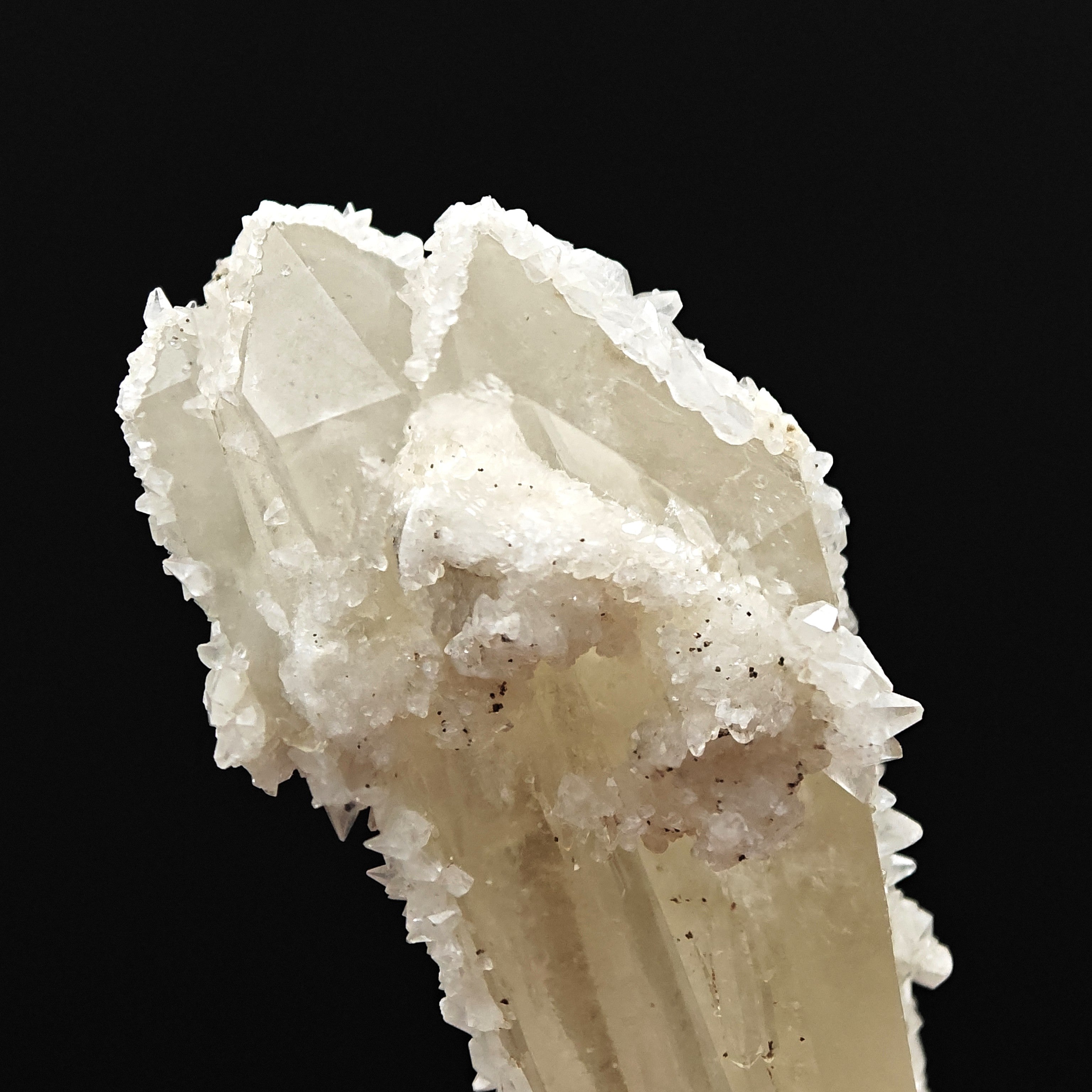 CALCITE & PYRITE on QUARTZ – Doubly Terminated with Calcite Rim, Traversella, Italy