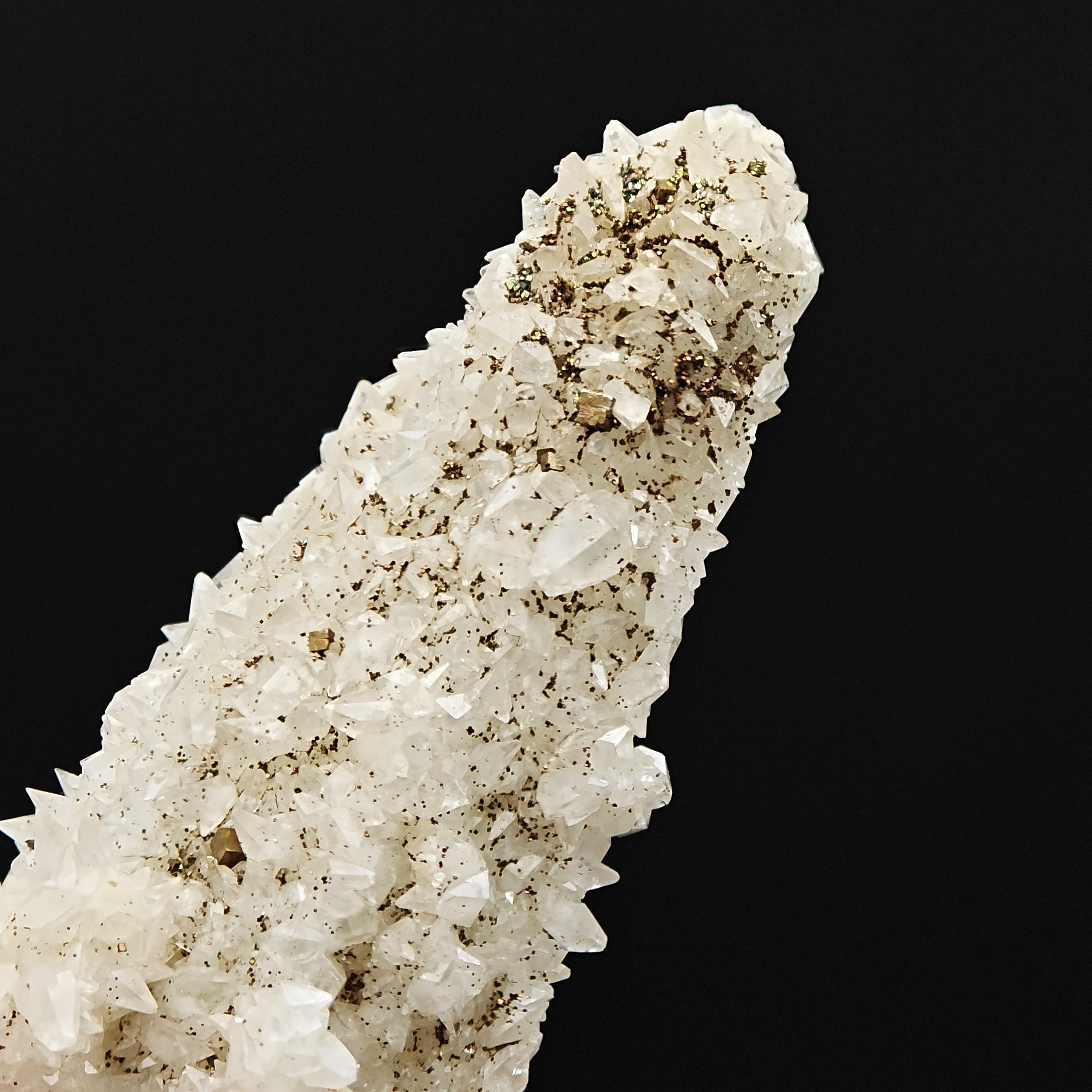 CALCITE & PYRITE on QUARTZ – Doubly Terminated with Calcite Rim, Traversella, Italy