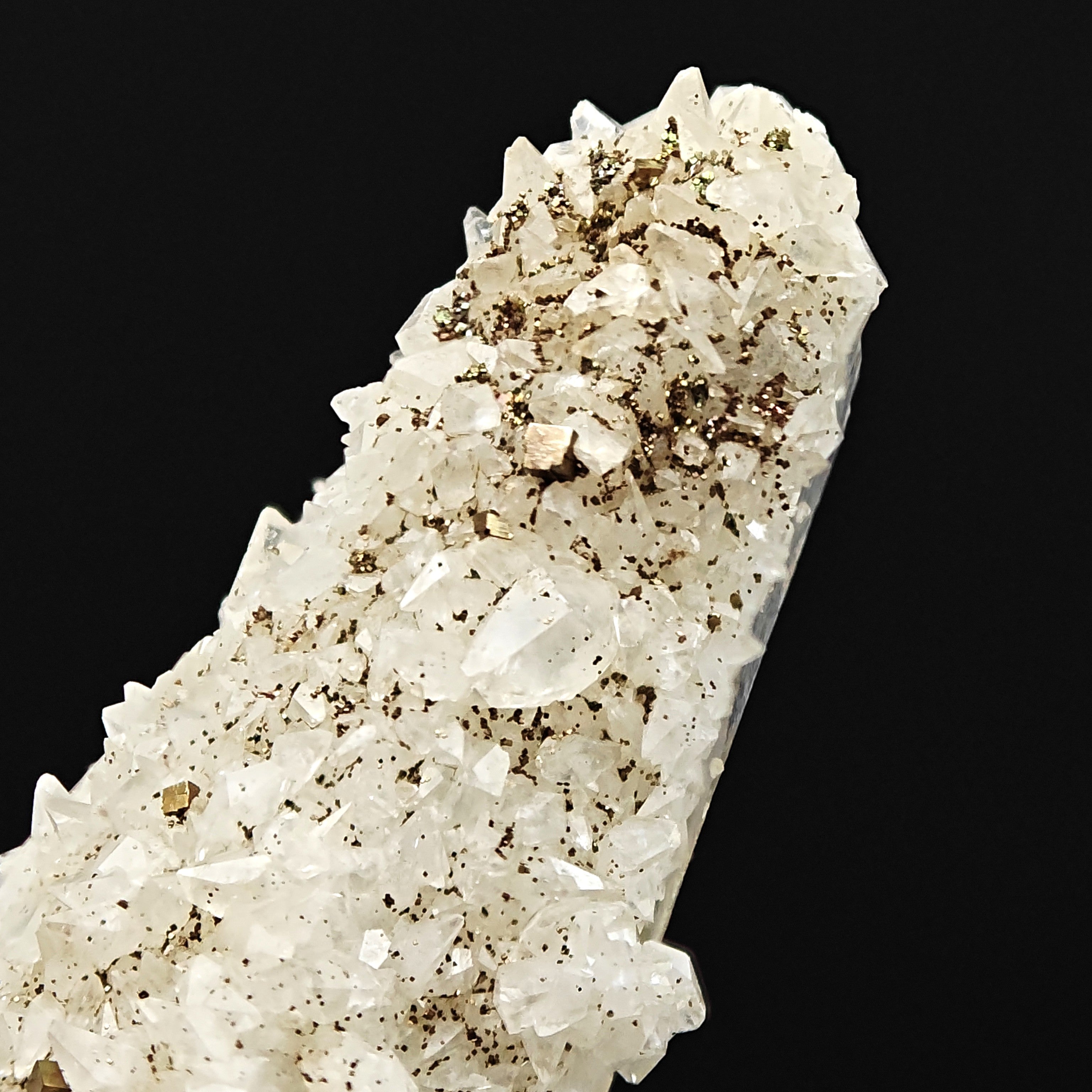 CALCITE & PYRITE on QUARTZ – Doubly Terminated with Calcite Rim, Traversella, Italy