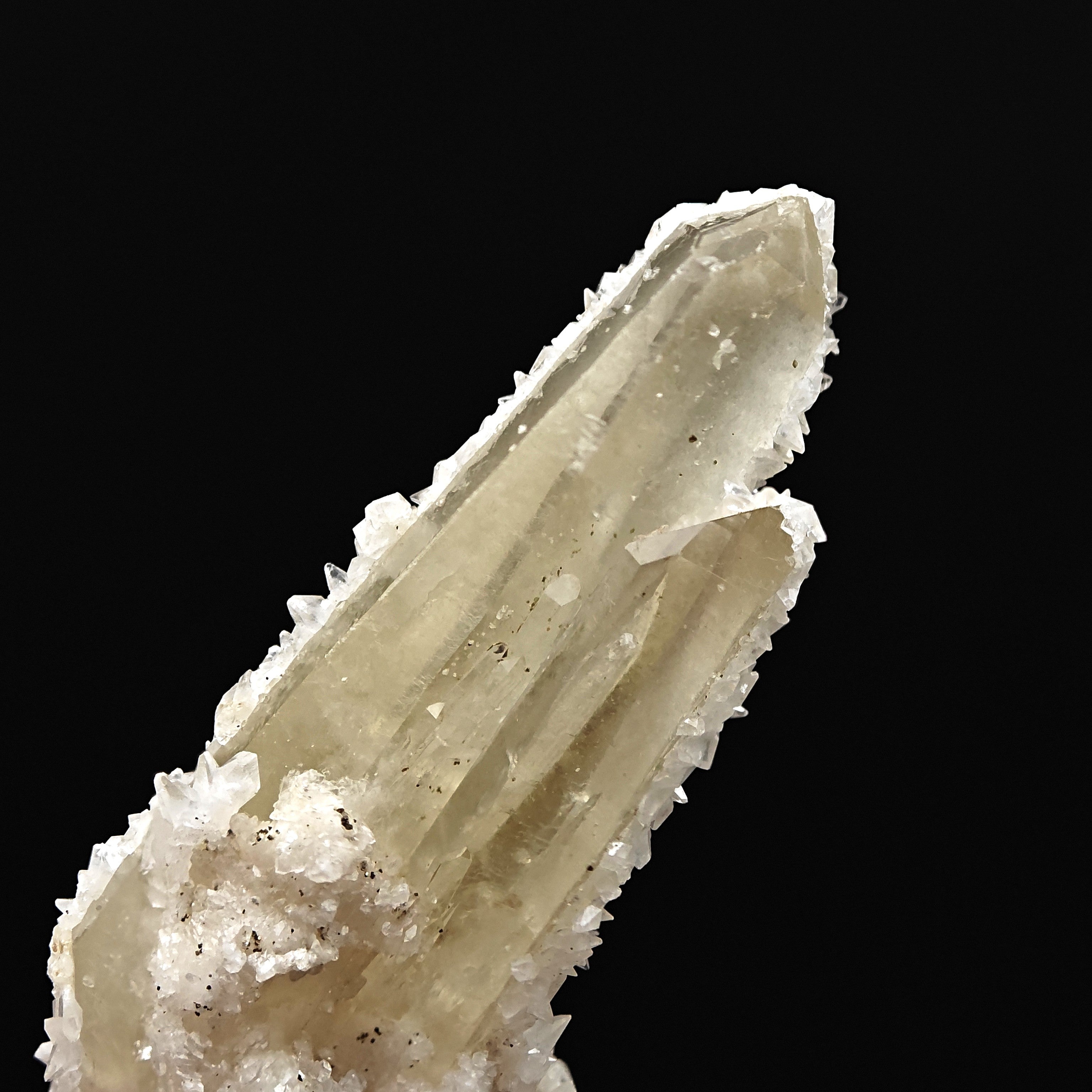 CALCITE & PYRITE on QUARTZ – Doubly Terminated with Calcite Rim, Traversella, Italy