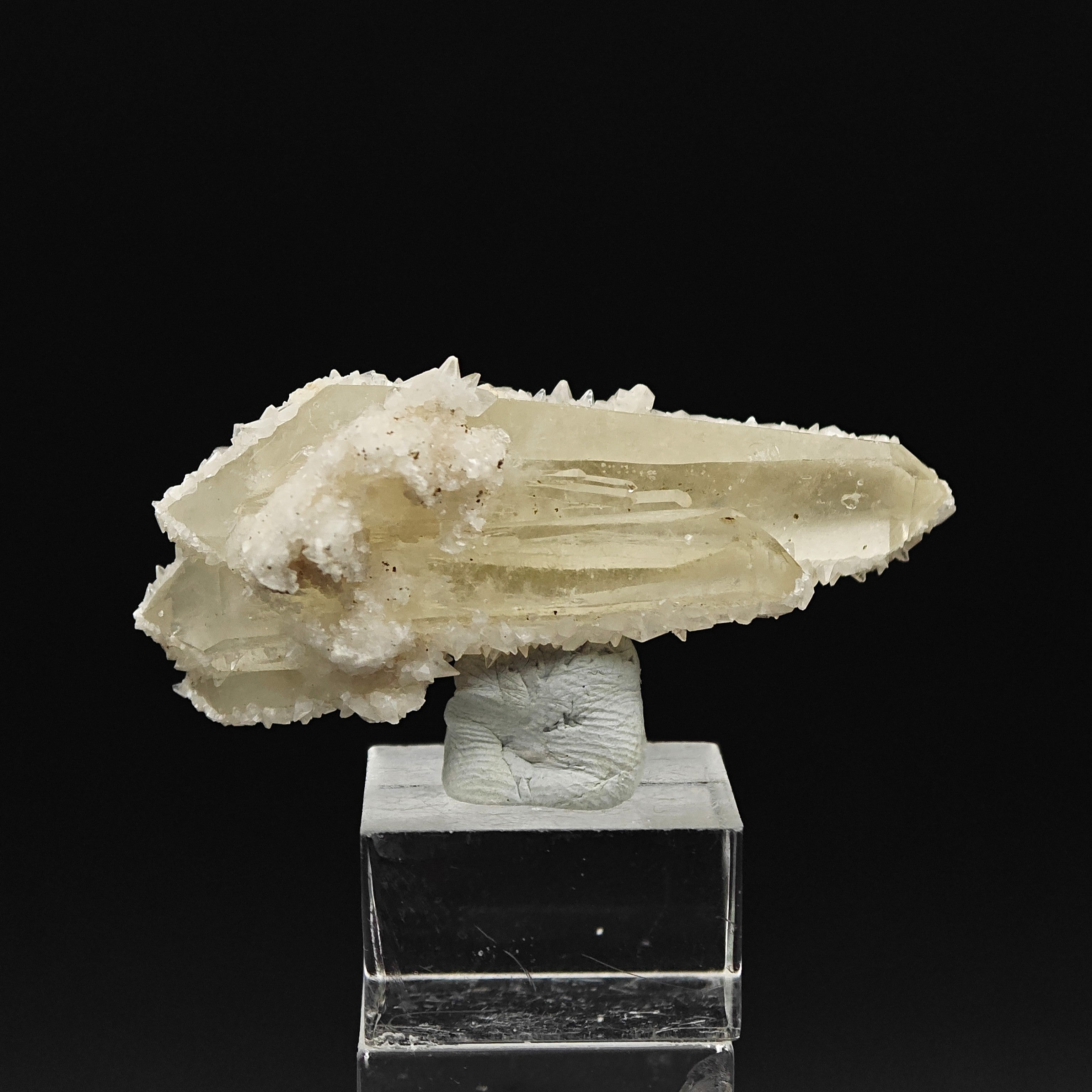 CALCITE & PYRITE on QUARTZ – Doubly Terminated with Calcite Rim, Traversella, Italy