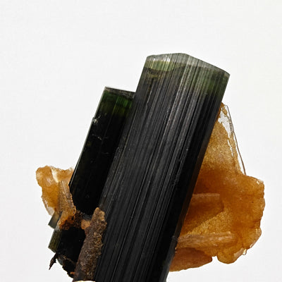 Close-up of striated elbaite tourmaline crystal faces, Stak Nala, Pakistan