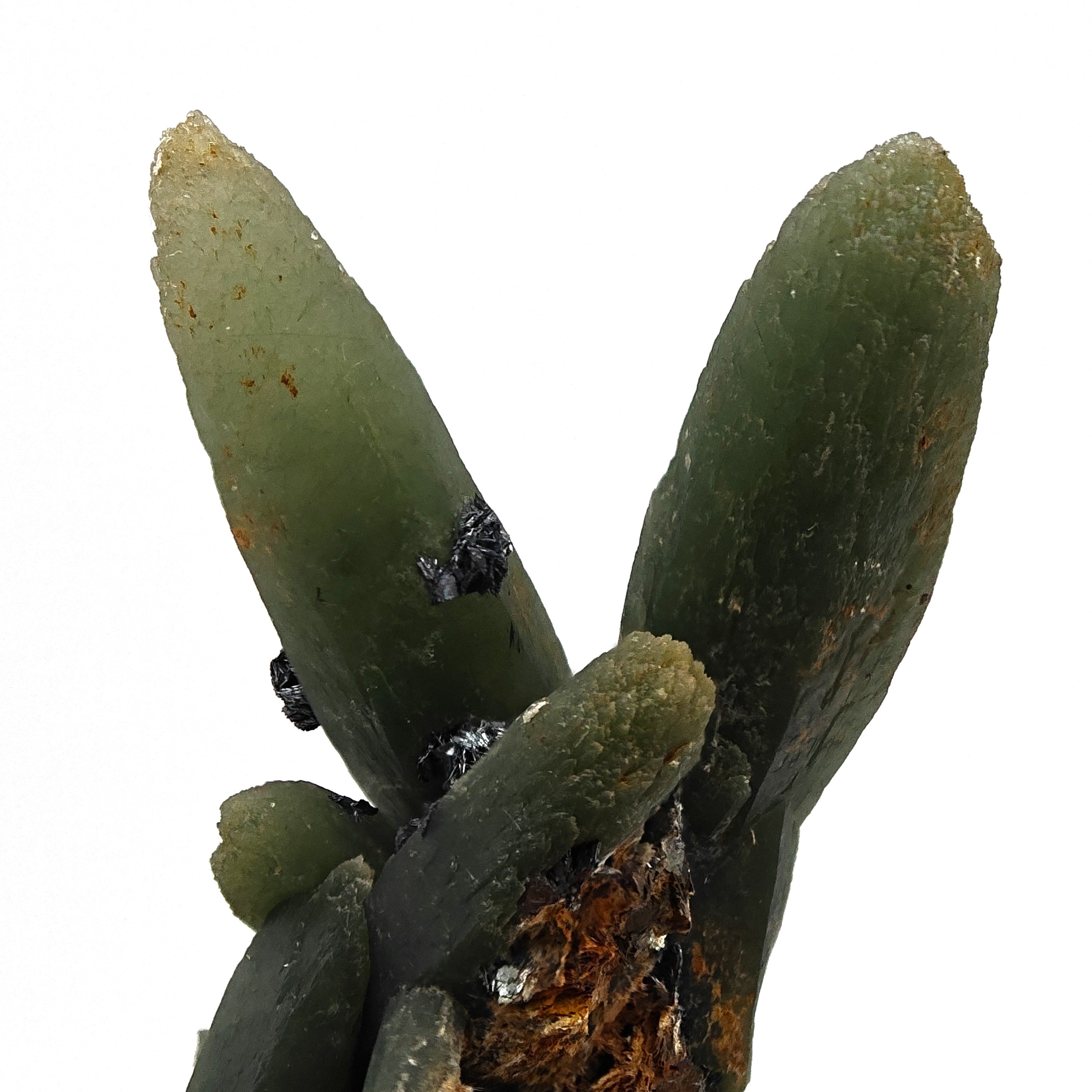 PRASE QUARTZ – Green Crystals with Lustrous Hematite, Serifos Island, Greece