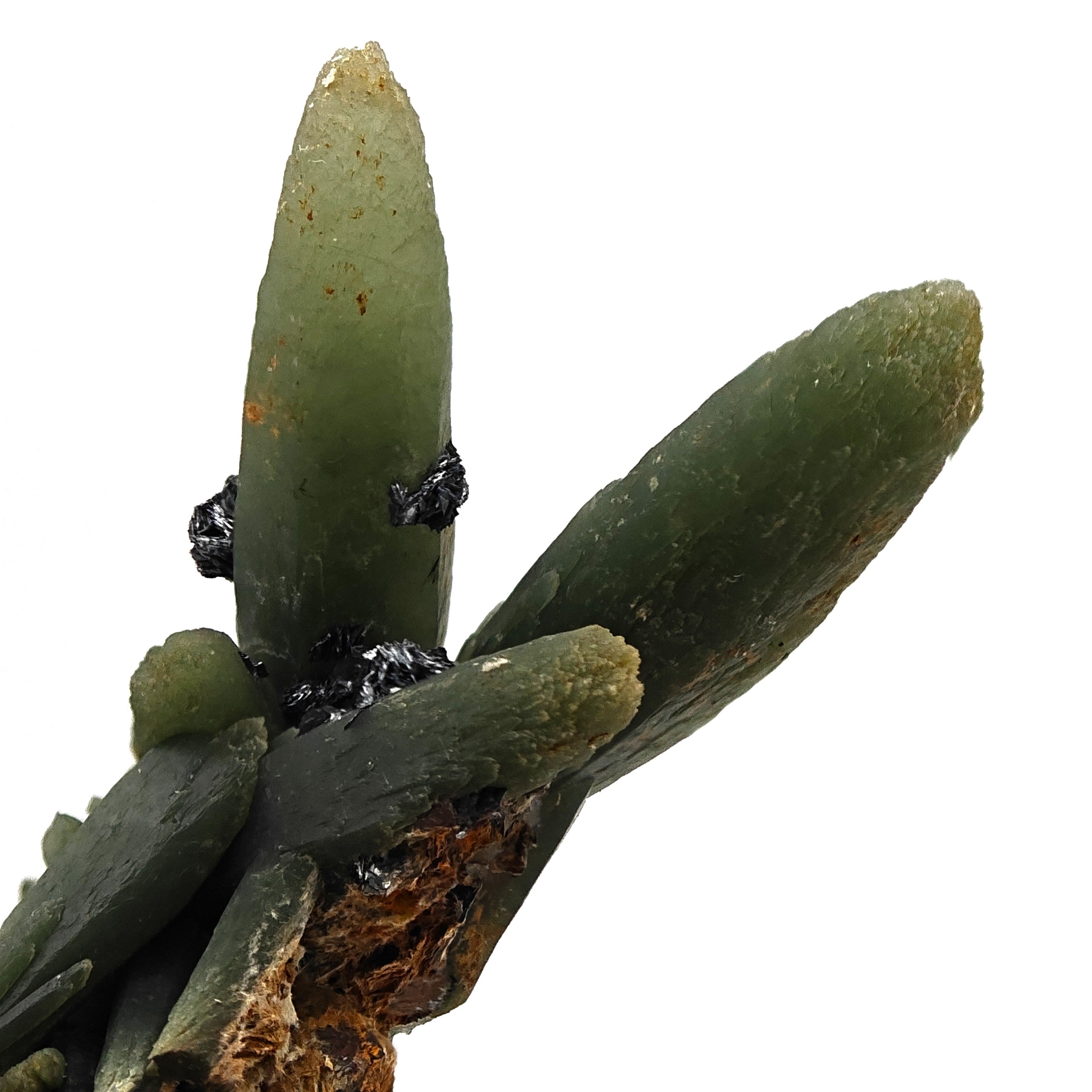 PRASE QUARTZ – Green Crystals with Lustrous Hematite, Serifos Island, Greece