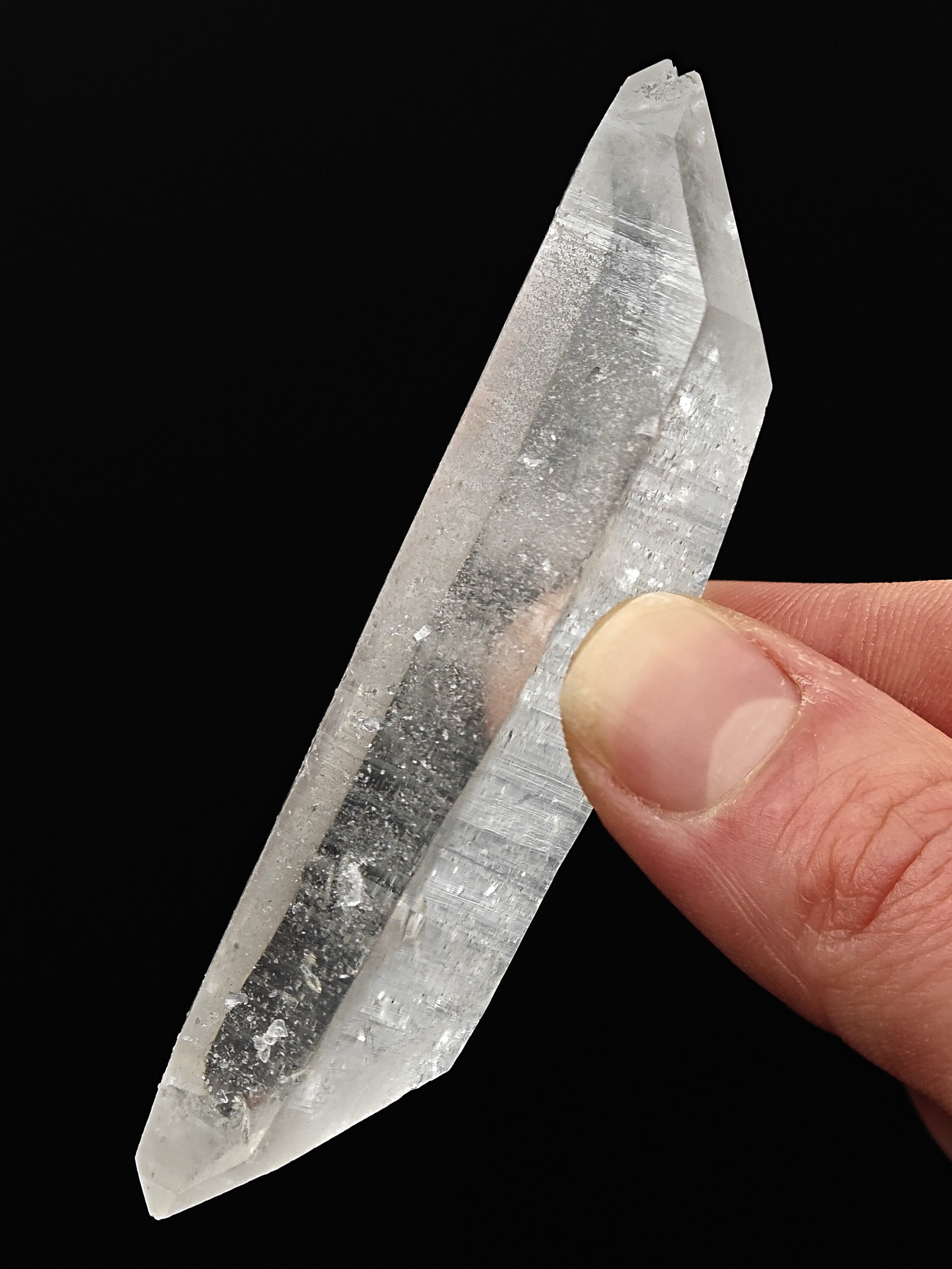 QUARTZ – Double Terminated Crystal with Split Point, Malenco Valley, Italy