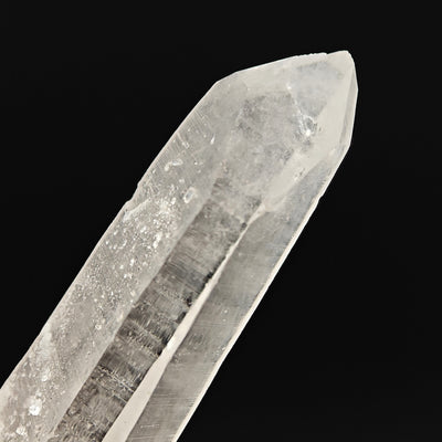 Detail of quartz crystal termination with growth striations, Malenco Valley, Italy