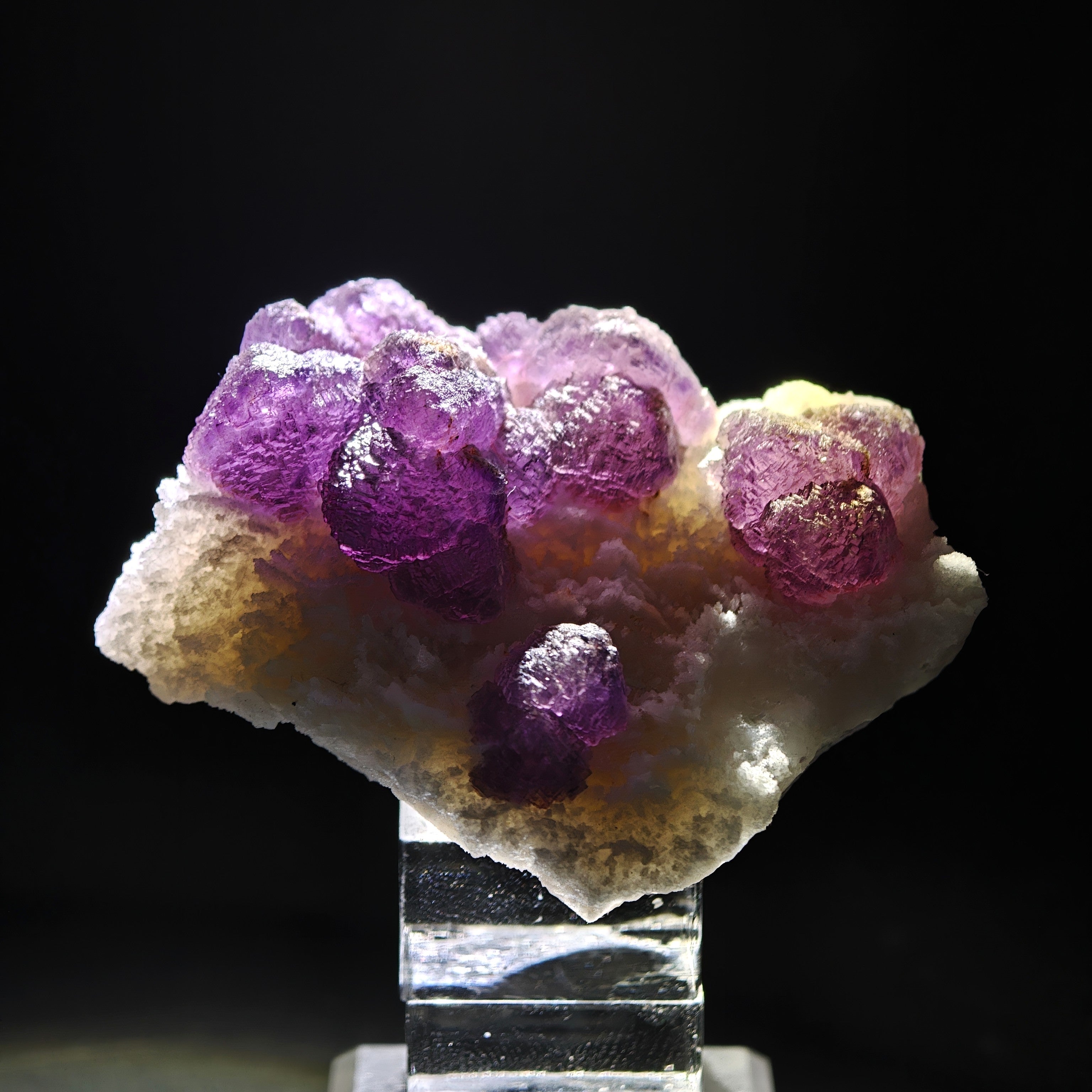 FLUORITE – Purple Sugar-Textured Crystals on Matrix, Durango, Mexico