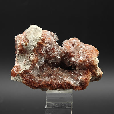 Celestine specimen on orange hematite-stained matrix with vug, Beineu-Kyr, Turkmenistan