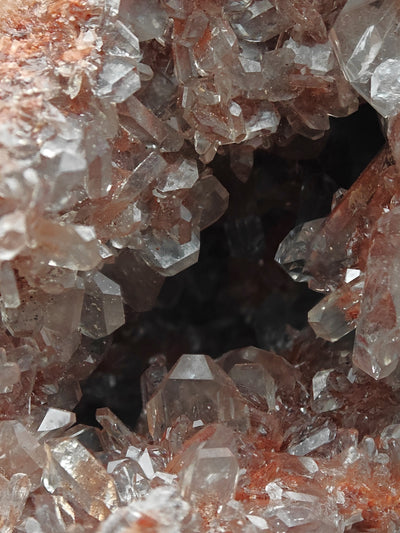 Celestine crystal cluster showing terminated points inside a cavity, Turkmenistan