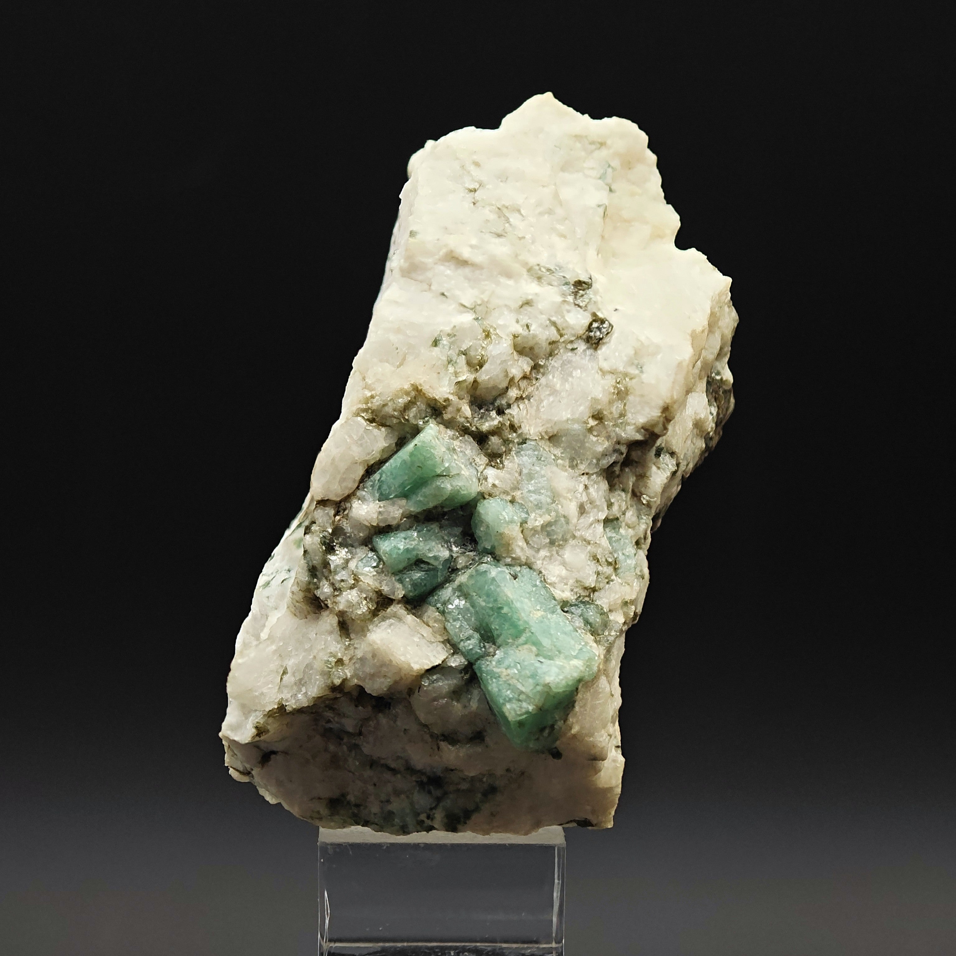 EMERALD – Green Crystals on White Quartz, Pizzo Marcio, Piedmont, Italy