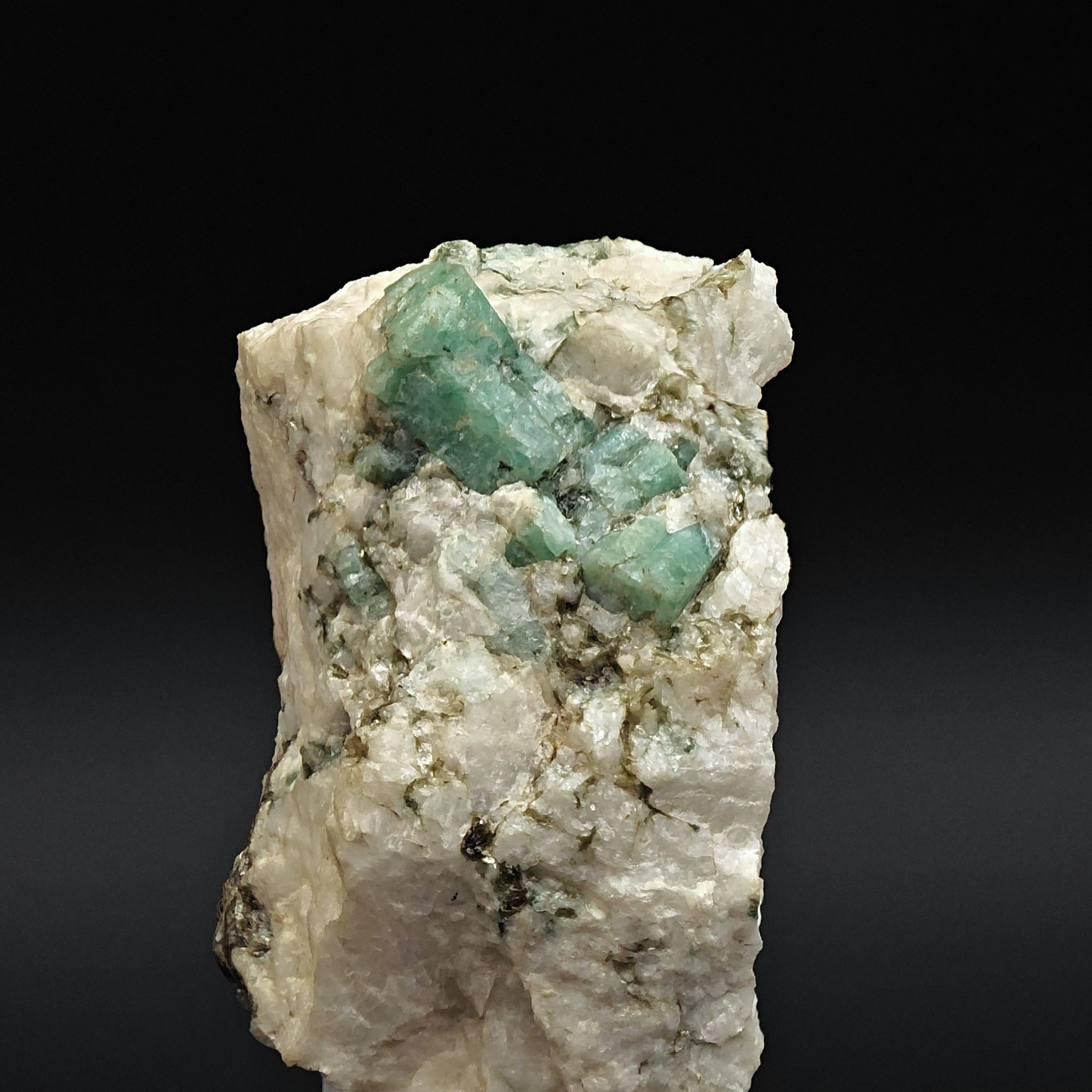 EMERALD – Green Crystals on White Quartz, Pizzo Marcio, Piedmont, Italy